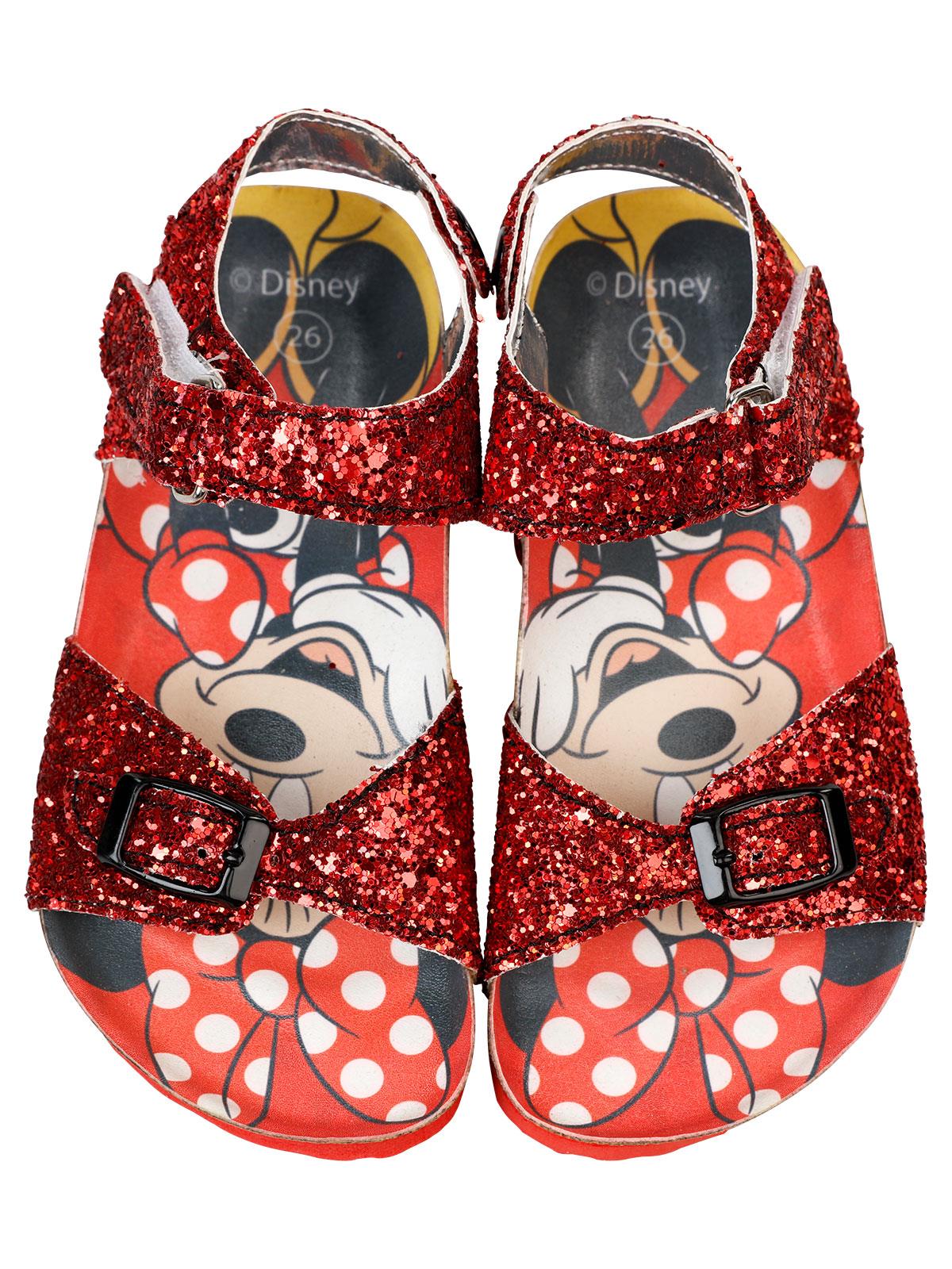 Minnie Mouse Kız Çocuk Simli Sandalet 25-30 Numara Kırmızı