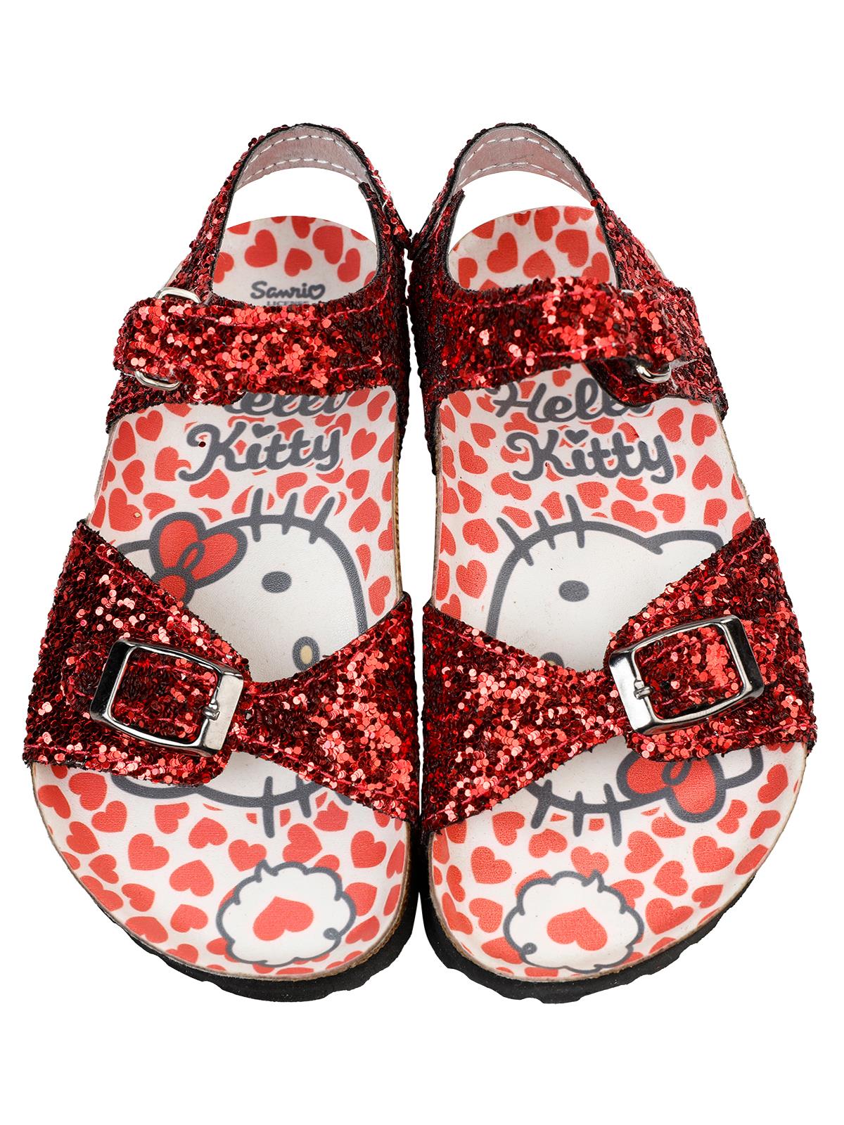 Hello Kitty Kız Çocuk Simli Sandalet 25-30 Numara Kırmızı