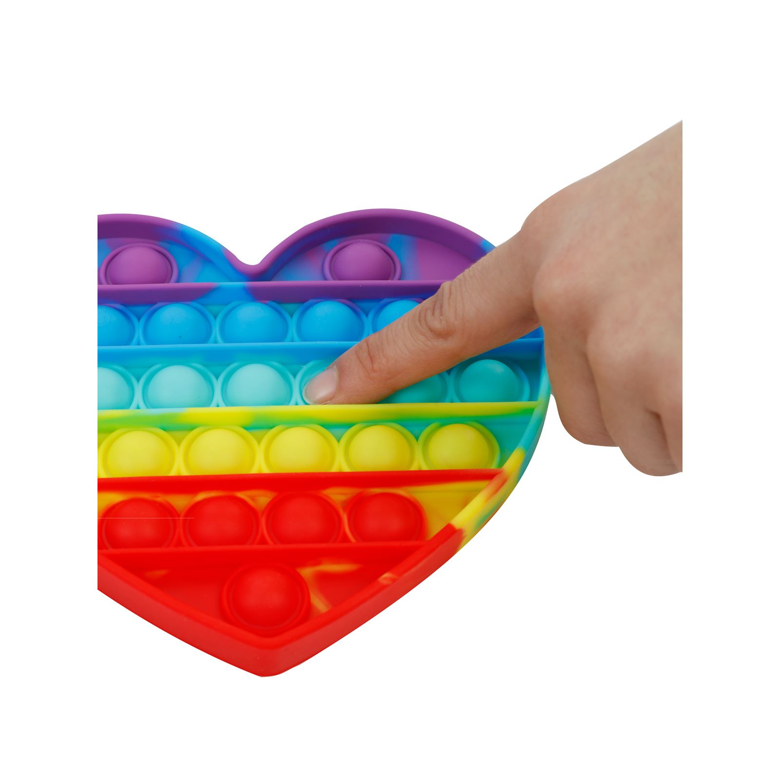 Can Oyuncak Özel Pop It Bitmeyen Balon Patlatma Oyunu / Gökkuşağı Karışık Renkli Kalp
