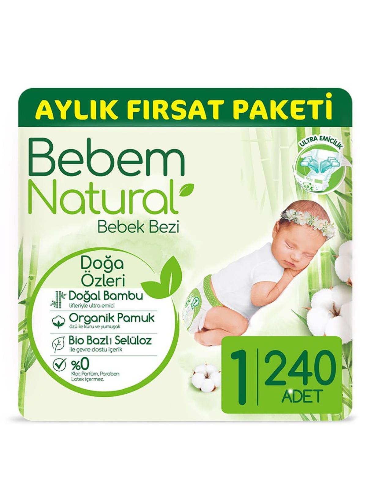 Bebem Natural Bebek Bezi Jumbo 1 Numara Yenidoğan 240 Adet