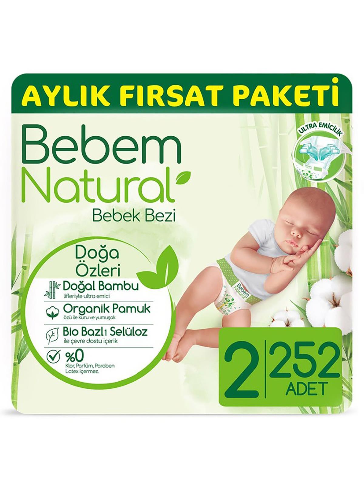 Bebem Natural Bebek Bezi Jumbo 2 Numara Mini 252 Adet