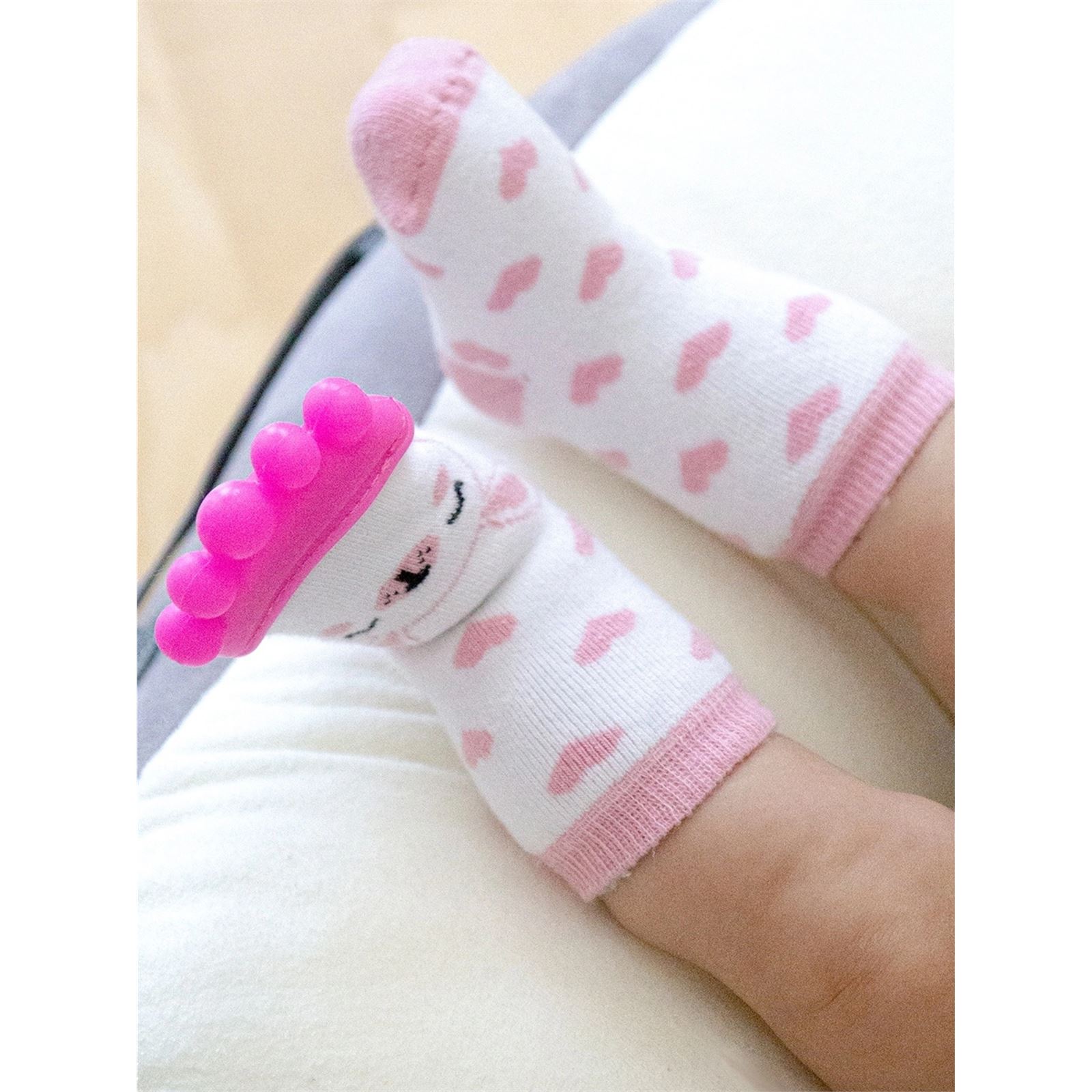 Babyjem Diş Kaşıyıcılı Havlu Bebek Çorap 3-12 Ay Pembe