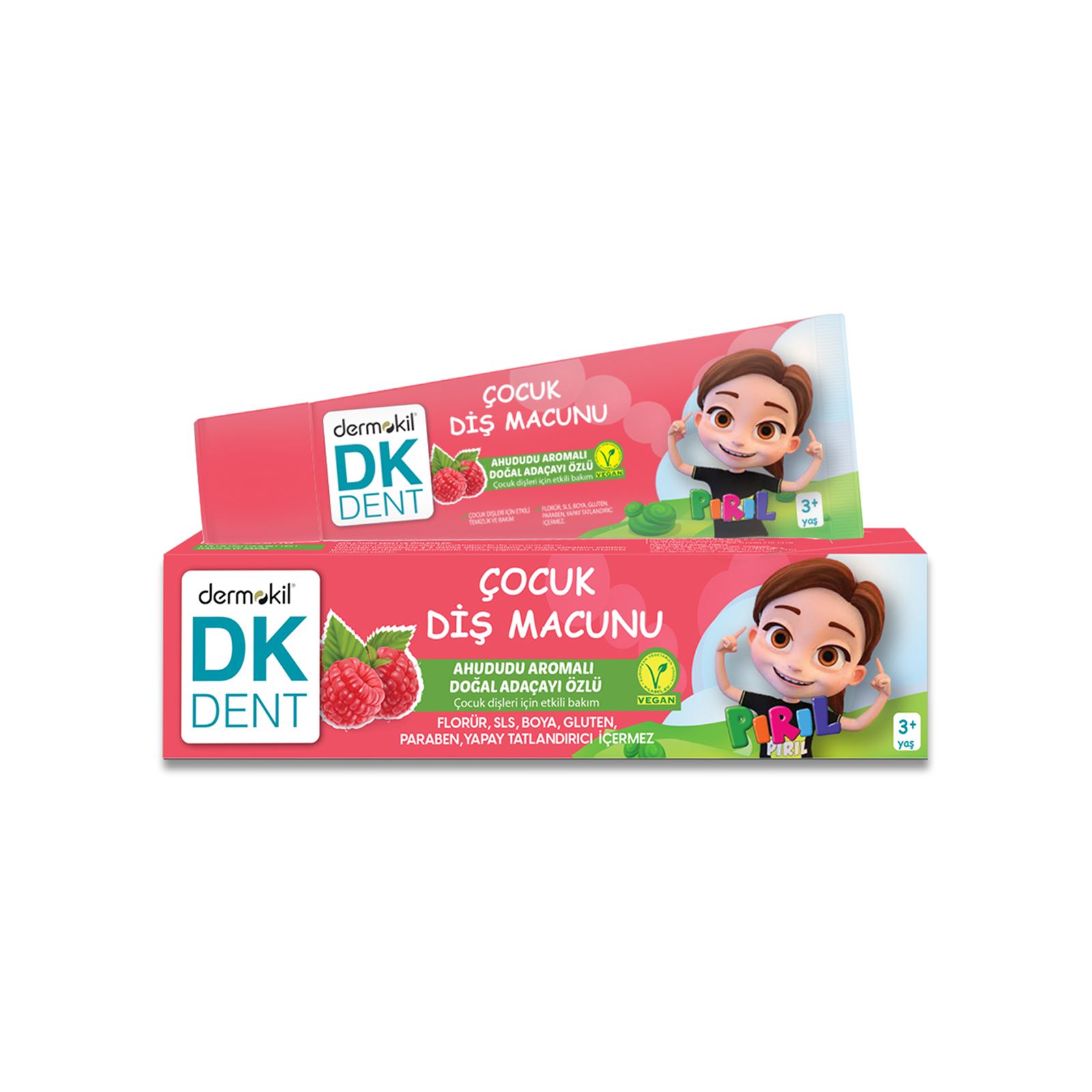 Dermokil DK Dent Pırıl Ahududu Aromalı Vegan Çocuk Diş Macunu 50 ml