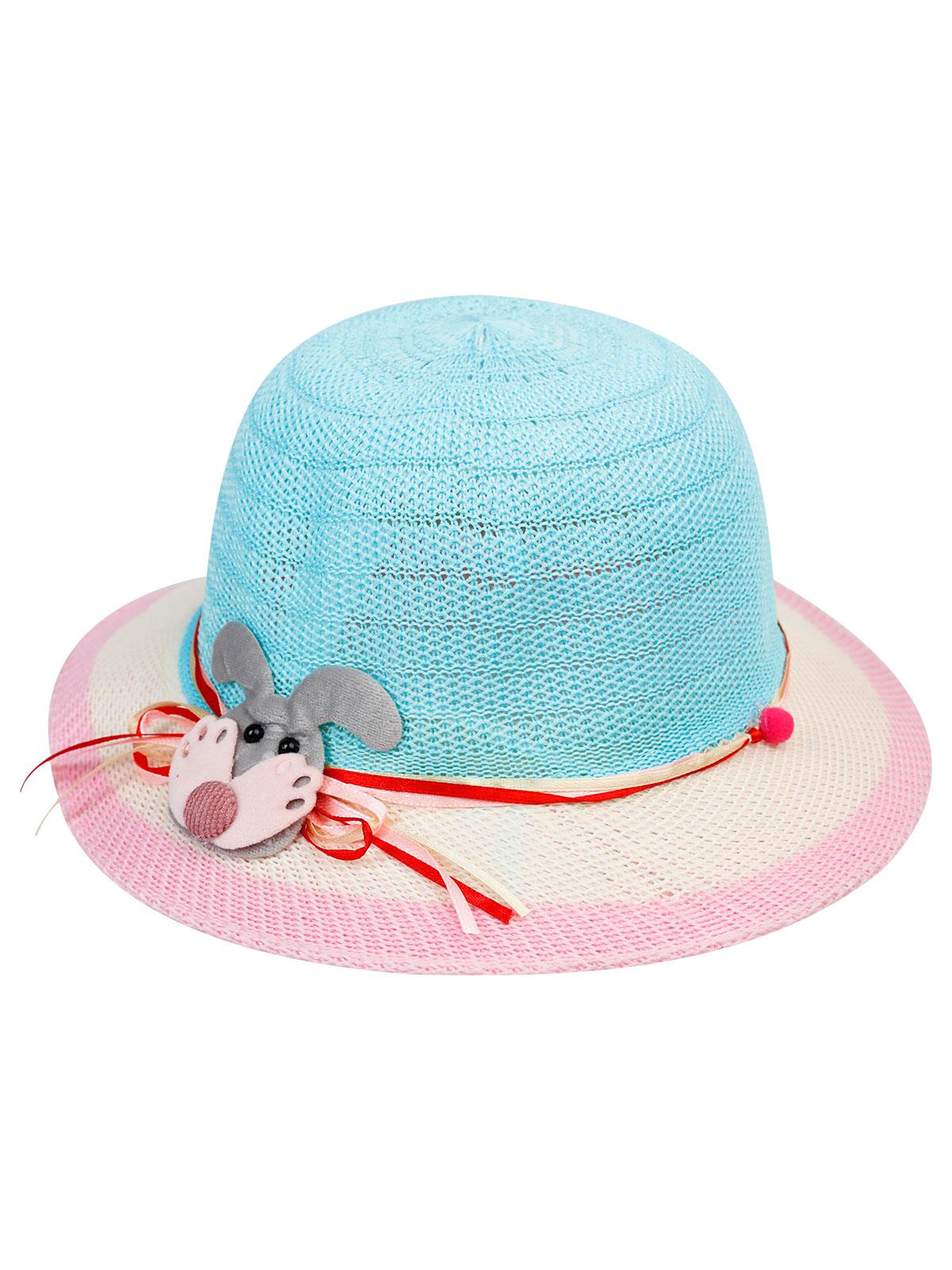 Kitti Kız Çocuk Hasır Şapka 6-12 Yaş Mavi
