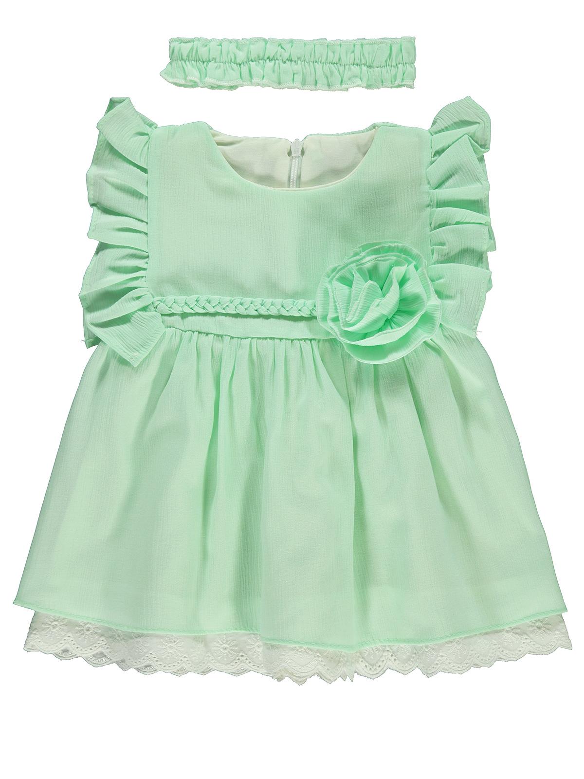 Civil Baby Kız Bebek Bandanalı Elbise 3-12 Ay Yeşil