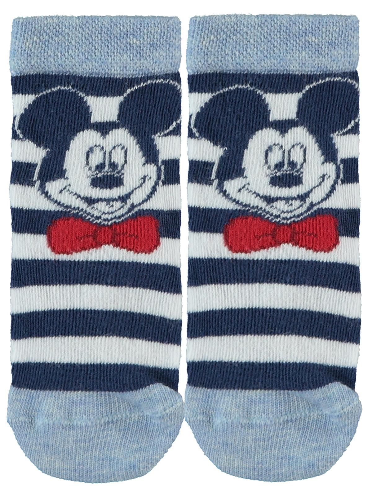 Mickey Mouse Erkek Çocuk Babet Çorap 0-3 Yaş Mavi