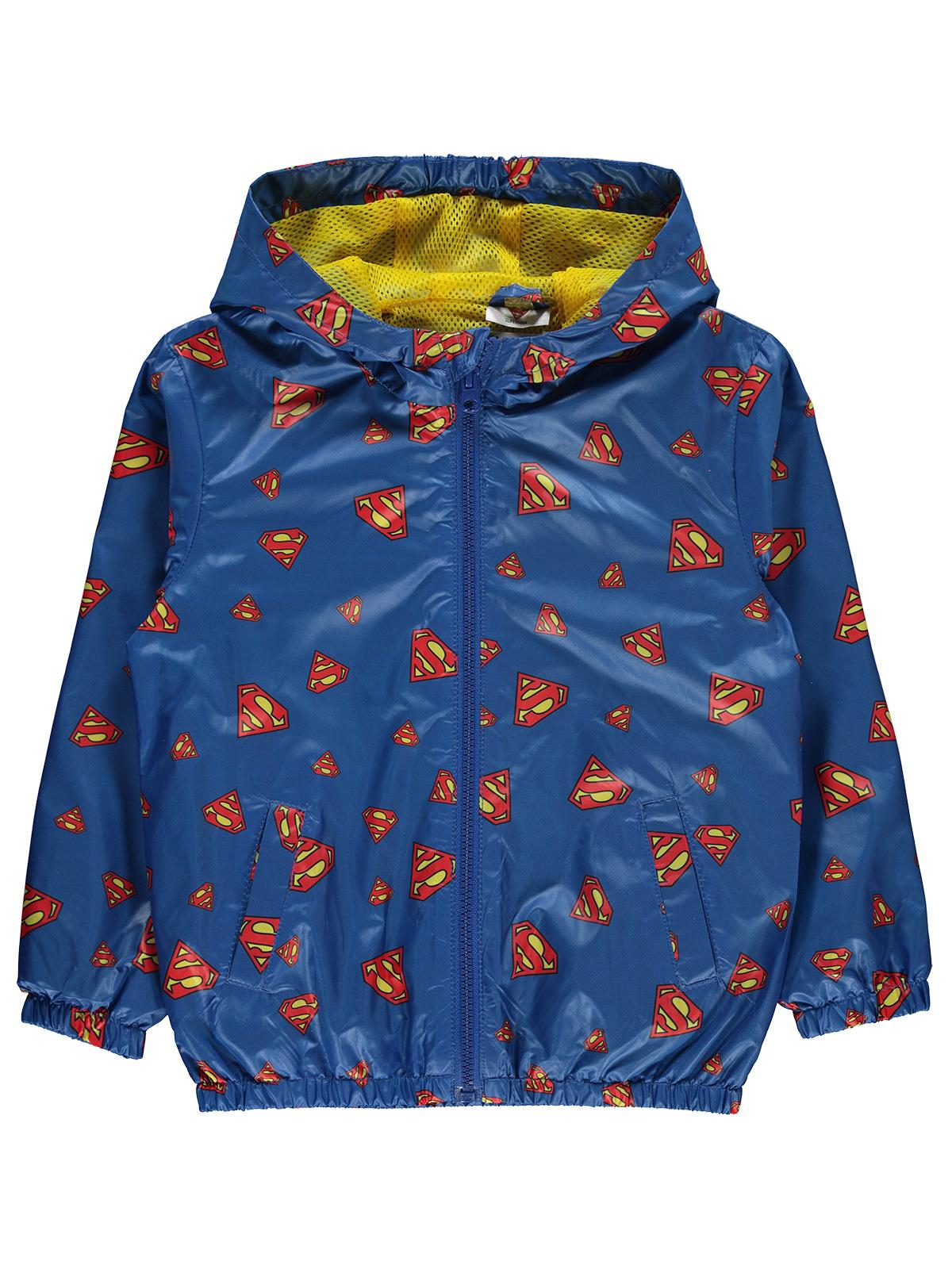 Süperman Erkek Çocuk Kapüşonlu Yağmurluk 6-9 Yaş Saks mavisi
