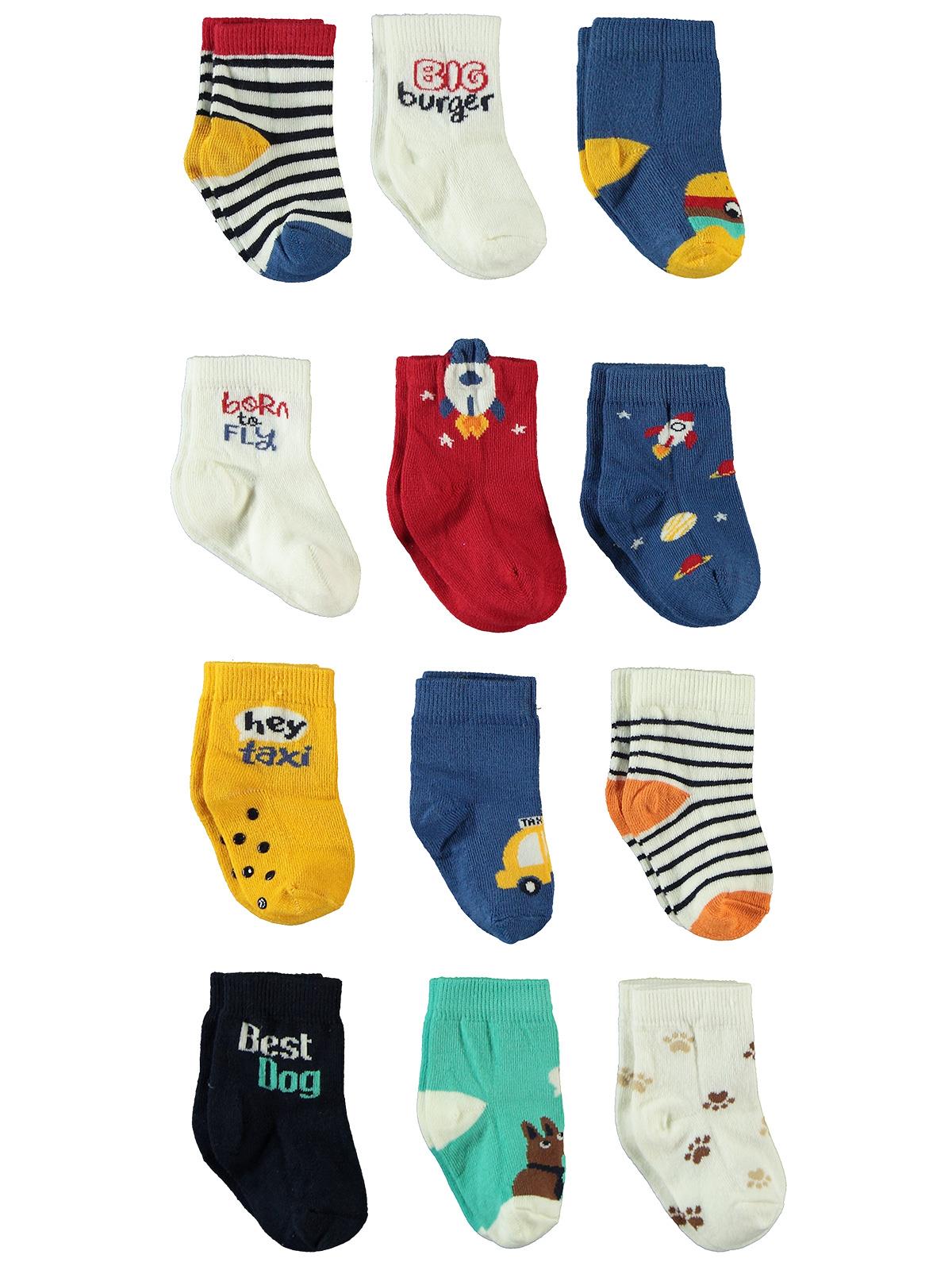 Step Erkek Bebek 12'li Çorap Set 0-24 Ay İndigo
