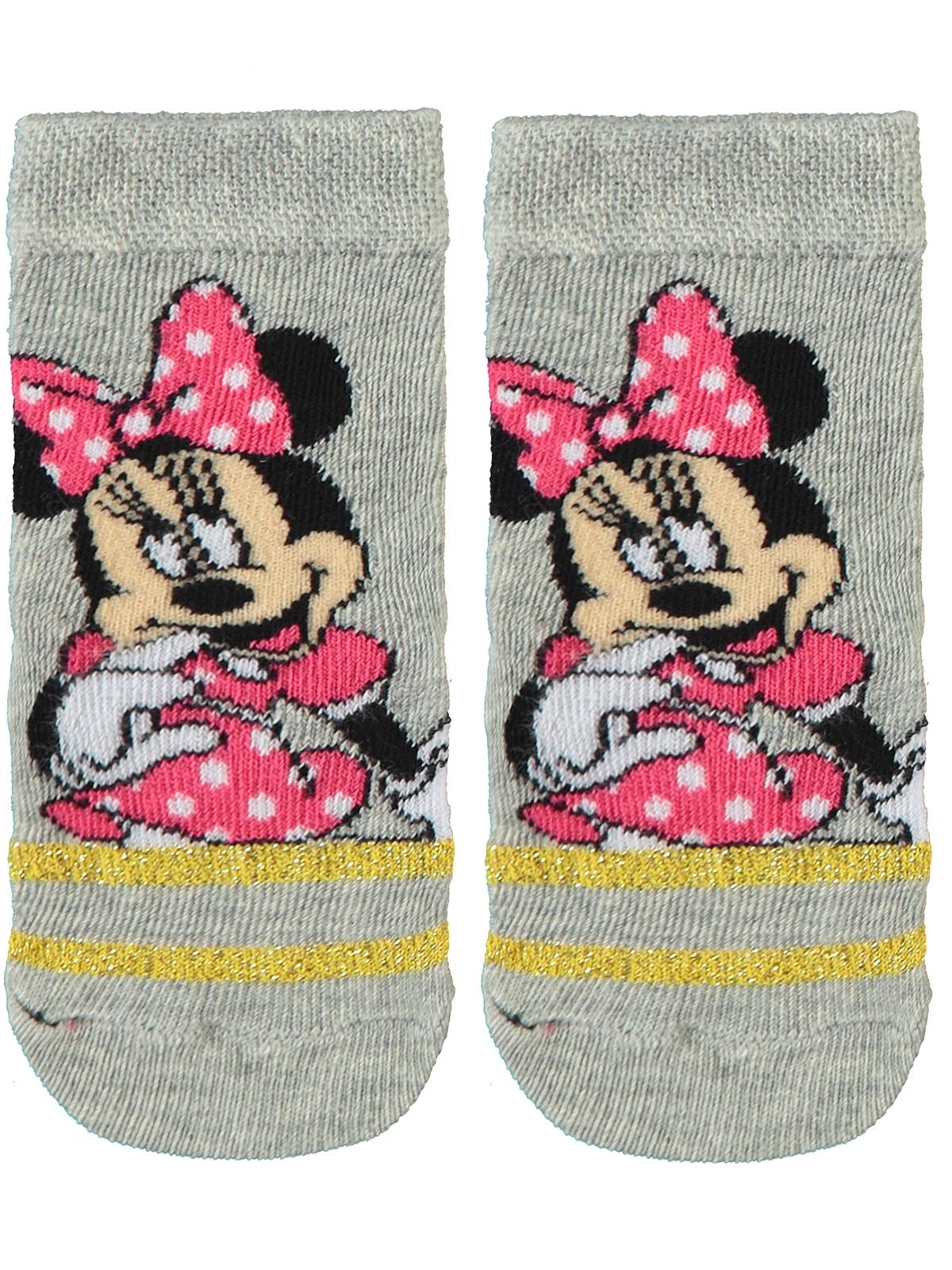 Minnie Mouse Kız Çocuk Patik Çorap 2-9 Yaş Gri
