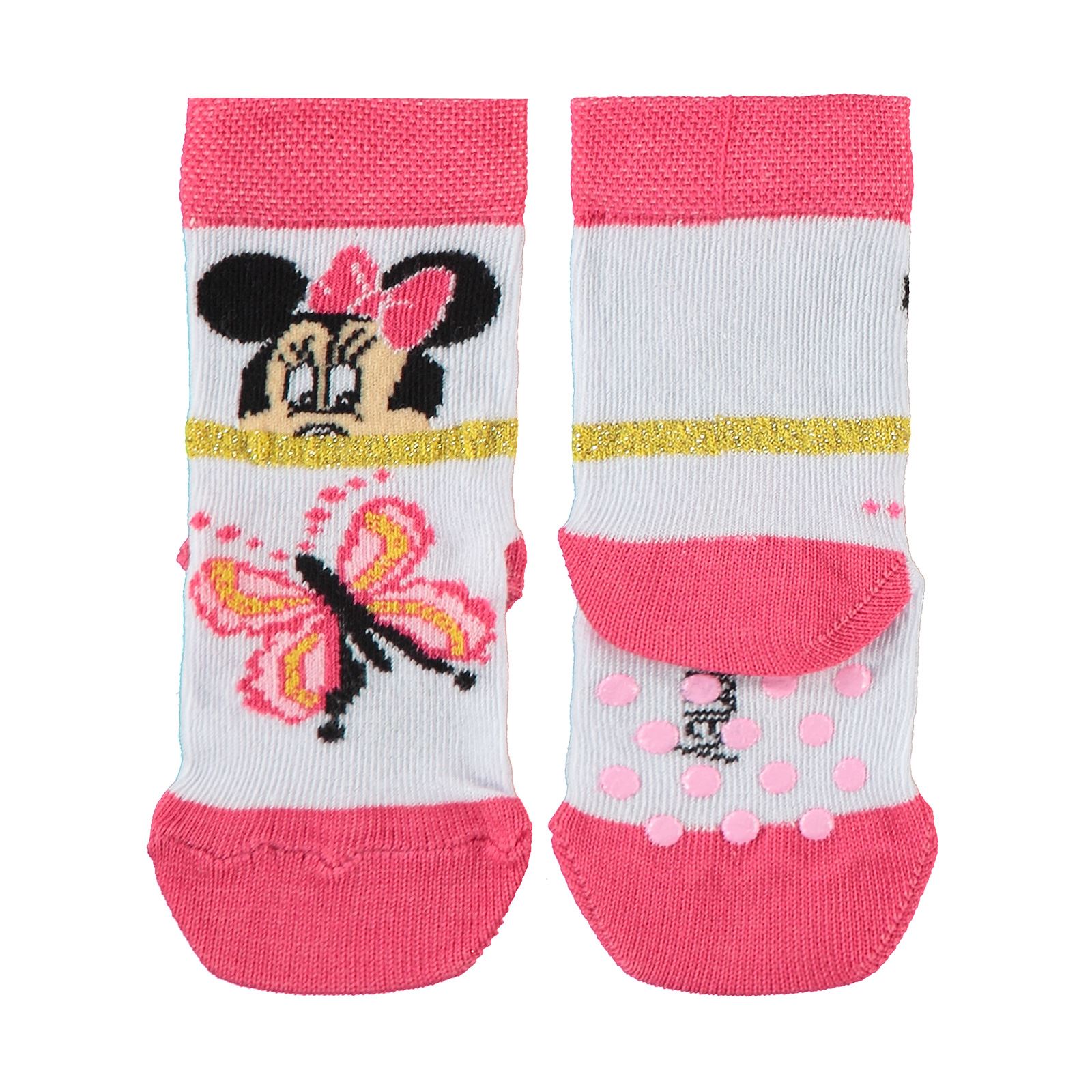Minnie Mouse Kız Çocuk Patik Çorap 2-9 Yaş Beyaz