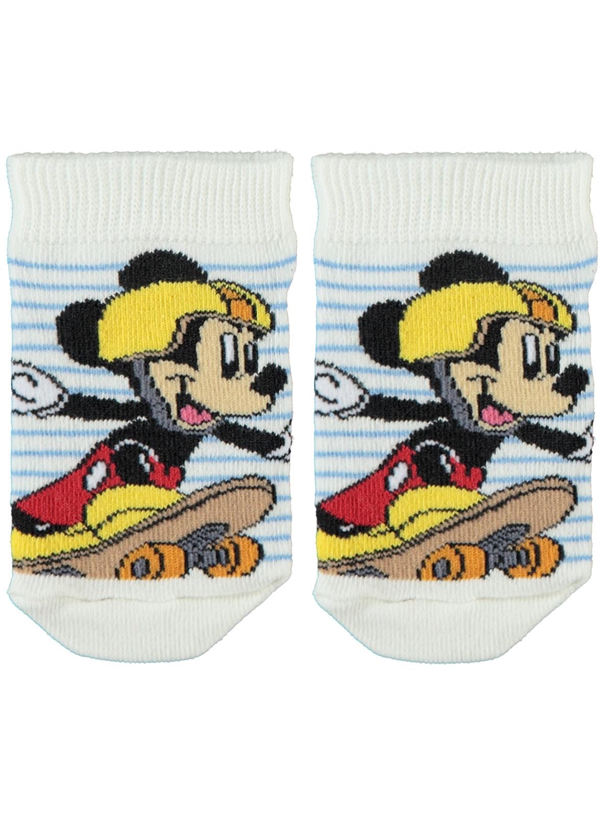 Mickey Mouse Erkek Çocuk Patik Çorap 2-9 Yaş Beyaz
