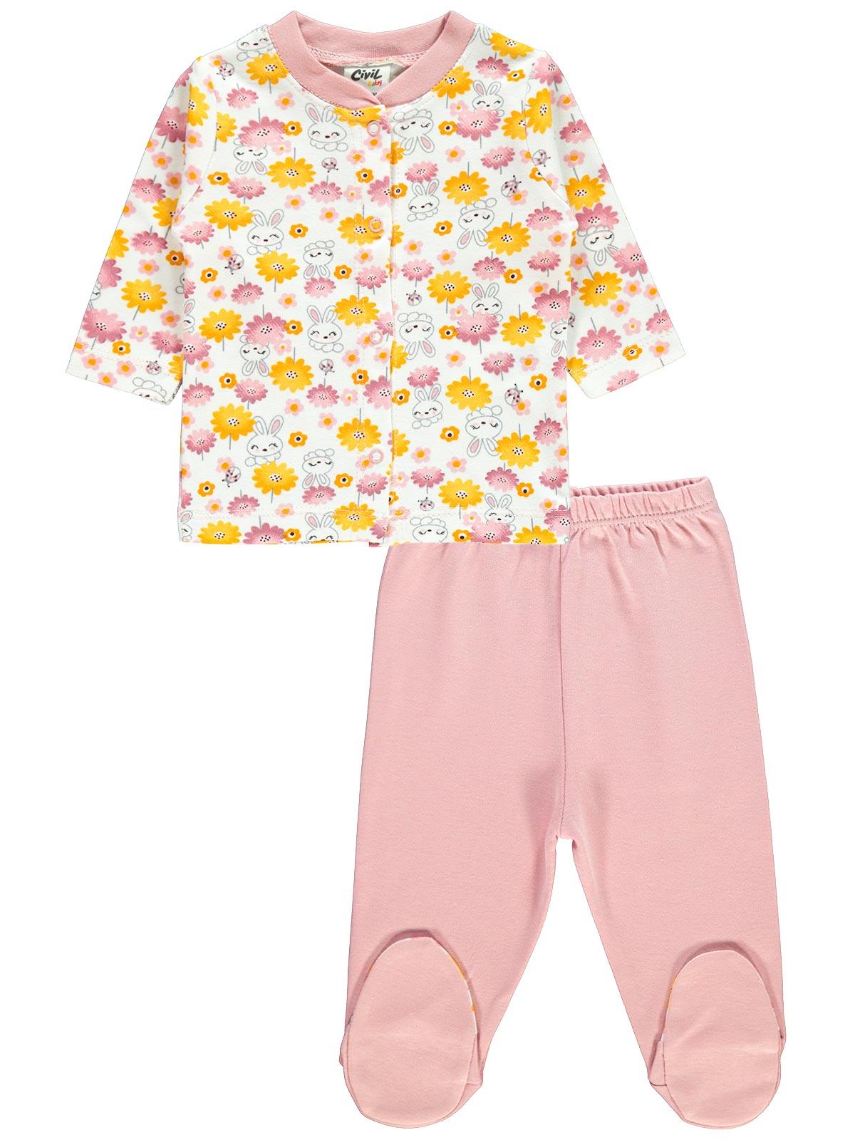 Civil Baby Bebek Pijama Takımı 0-6 Ay Pudra