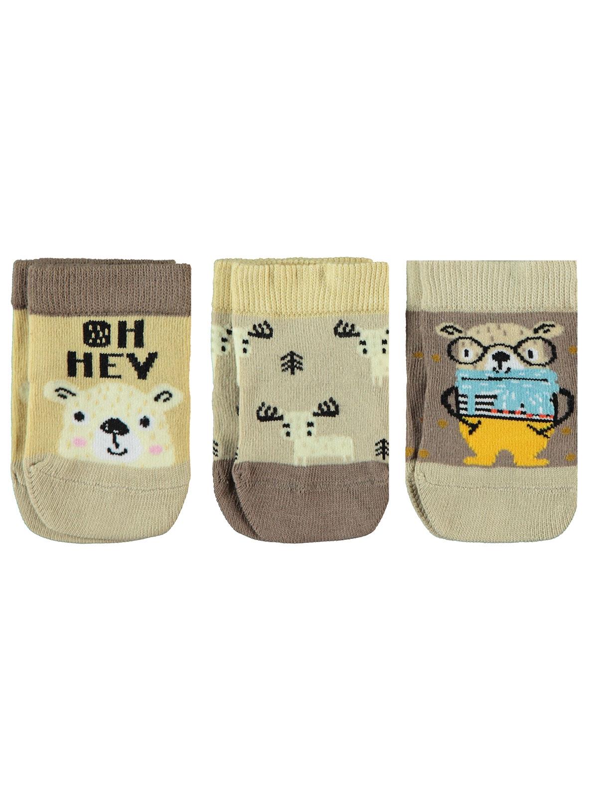 Civil Baby Erkek Bebek 3'lü Çorap 0-18 Ay Kahverengi