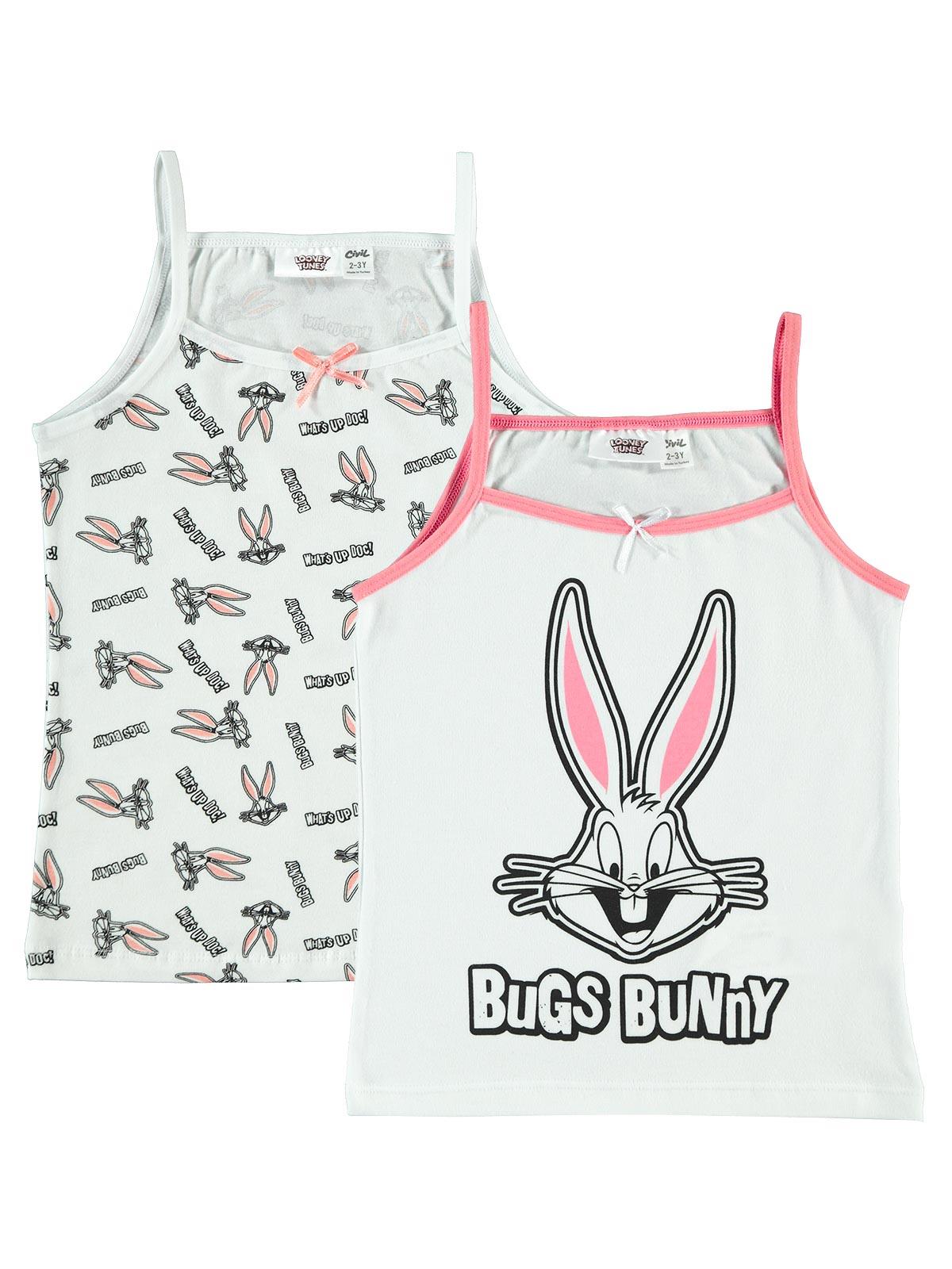 Bugs Bunny Kız Çocuk 2'li Atlet 2-10 Yaş Beyaz