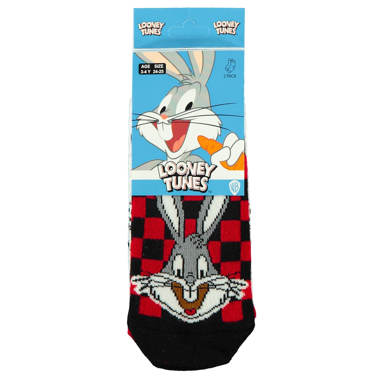 Bugs Bunny Erkek Çocuk 2'li Patik Çorap 3-11 Yaş Siyah
