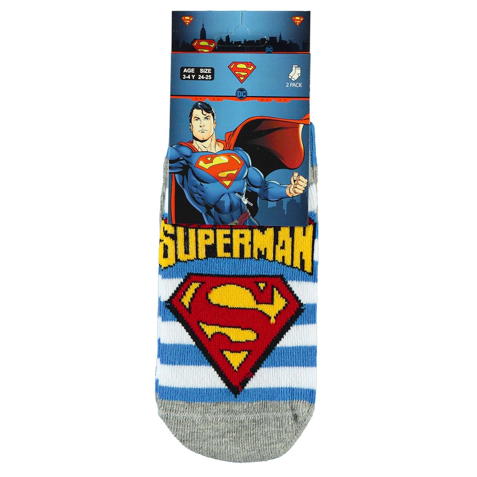 Süperman Erkek Çocuk 2'li Patik Çorap 3-11 Yaş Saks Mavisi