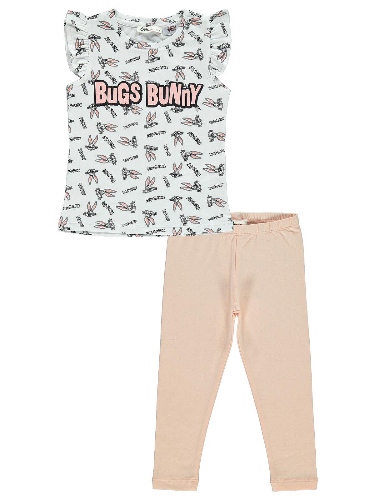 Bugs Bunny Kız Çocuk Taytlı Takım 2-5 Yaş Beyaz