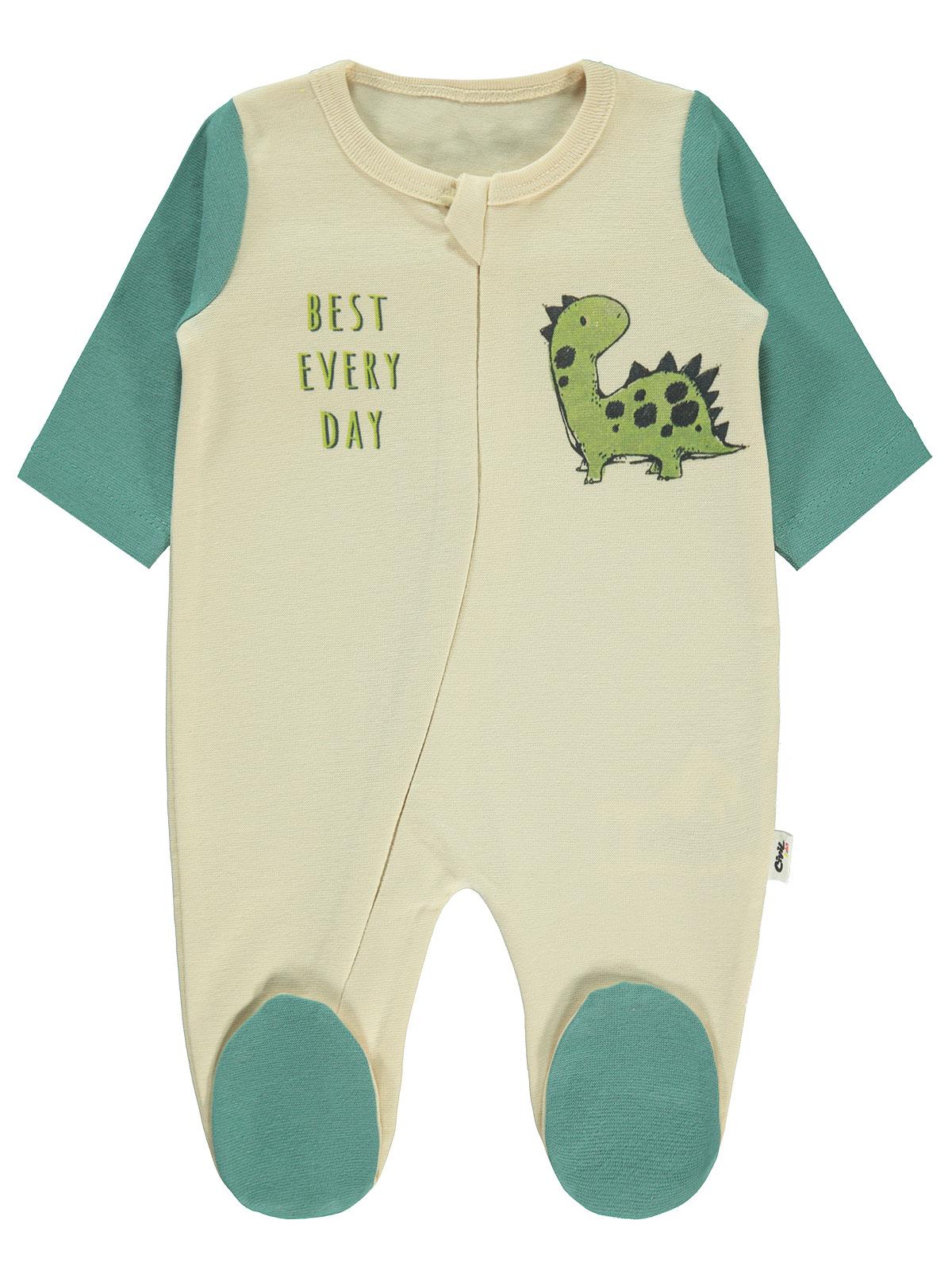 Civil Baby Erkek Bebek Patikli Tulum 0-6 Ay Yeşil-Bej
