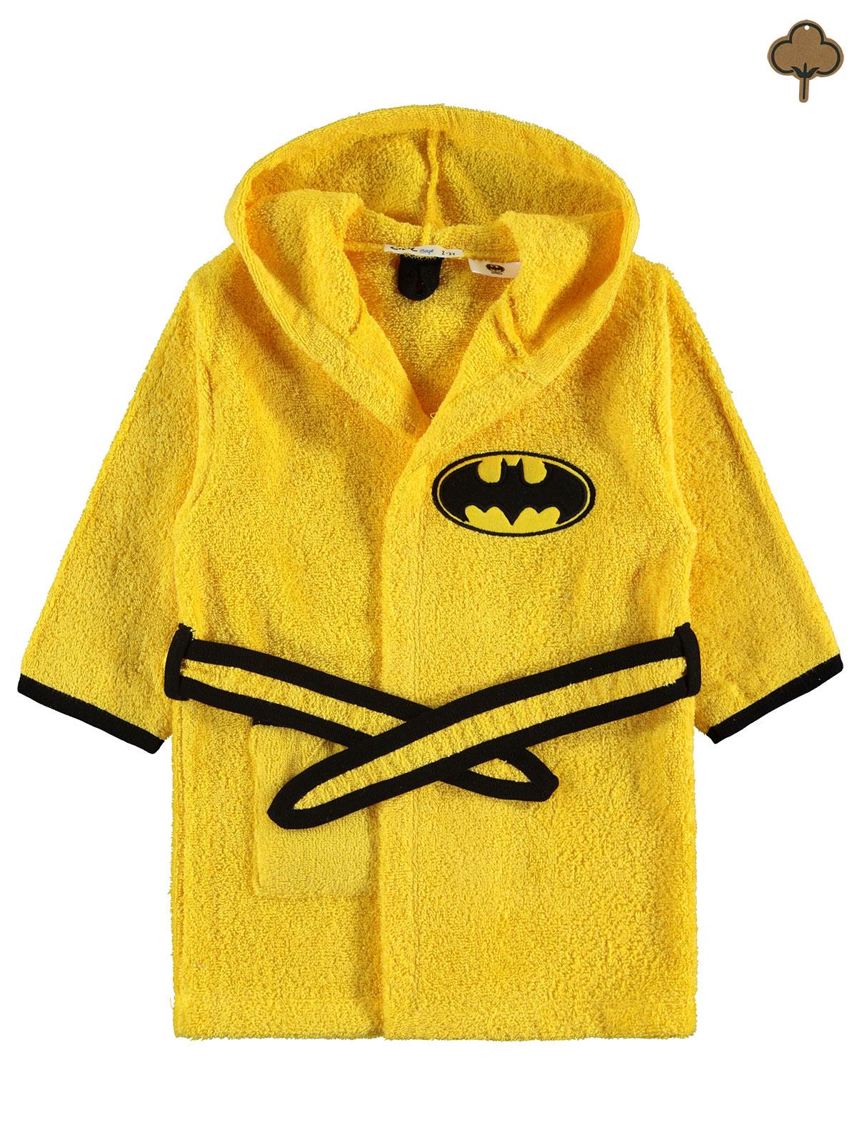 Batman Erkek Çocuk Kapüşonlu Bornoz 2-5 Yaş Sarı