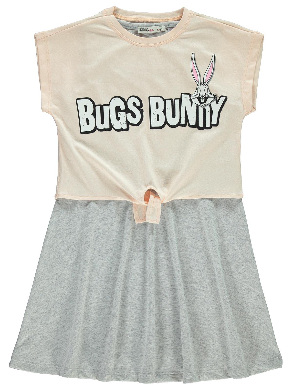 Bugs Bunny Kız Çocuk Elbise 6-9 Yaş Açık Somon