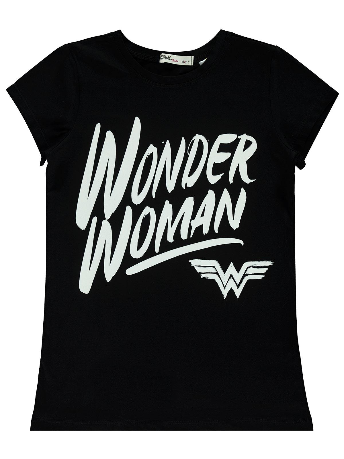 Wonder Woman Kız Çocuk Tişört 10-13 Yaş Siyah