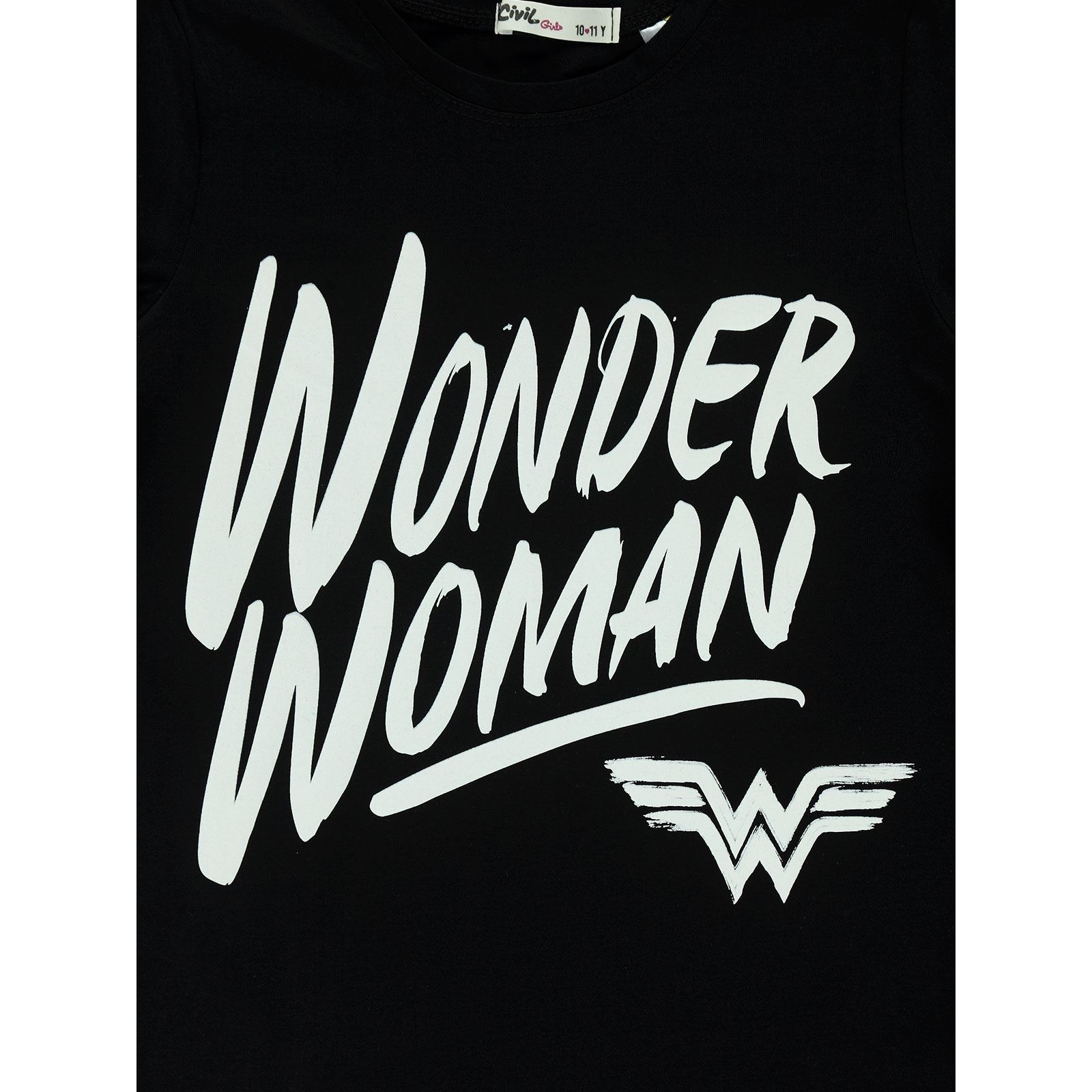 Wonder Woman Kız Çocuk Tişört 10-13 Yaş Siyah