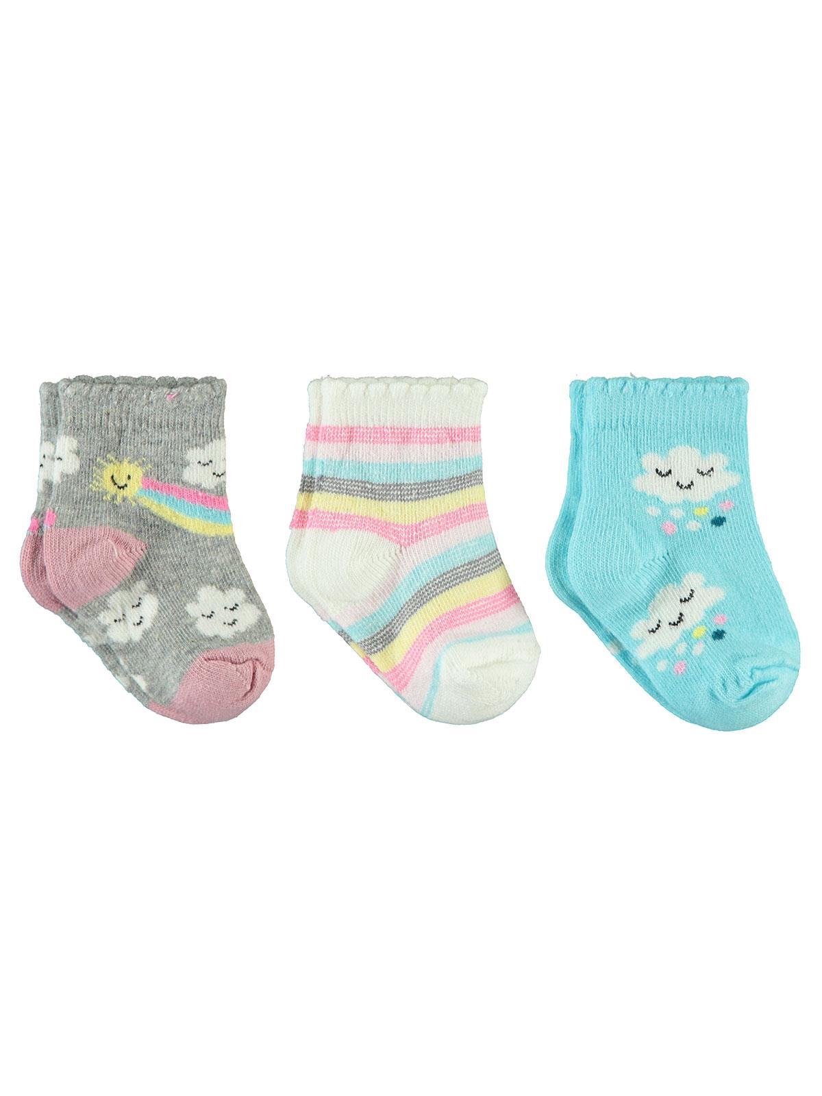 Civil Baby Kız Bebek 3'lü Çorap Set 0-3 Ay Ekru