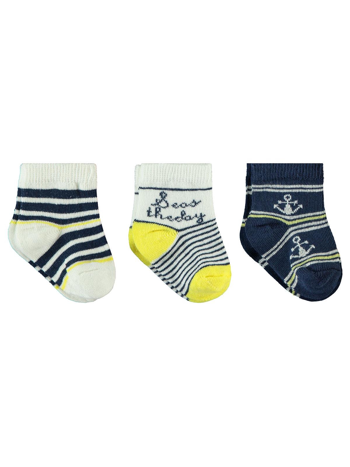 Civil Baby Erkek Bebek 3'lü Çorap Set 0-3 Ay Lacivert