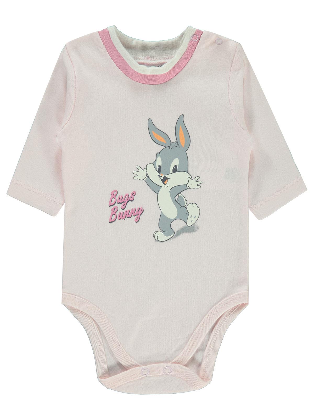Bugs Bunny Kız Bebek Çıtçıtlı Badi 0-18 Ay Pembe