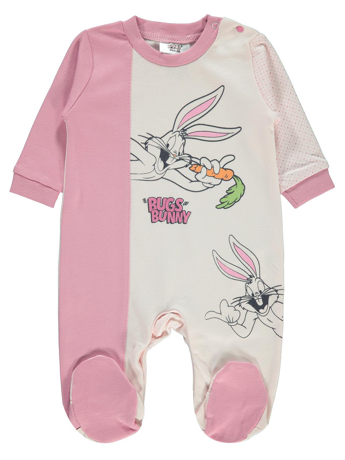 Bugs Bunny Kız Bebek Patikli Tulum 0-6 Ay Pembe