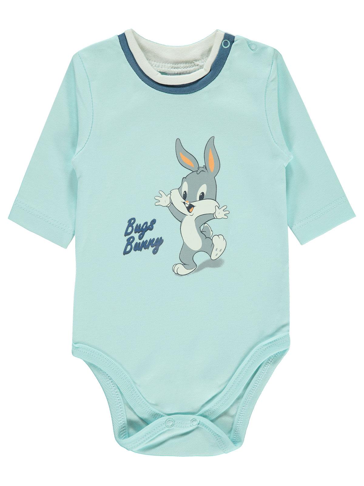 Bugs Bunny Kız Bebek Çıtçıtlı Badi 0-18 Ay Mint Yeşili