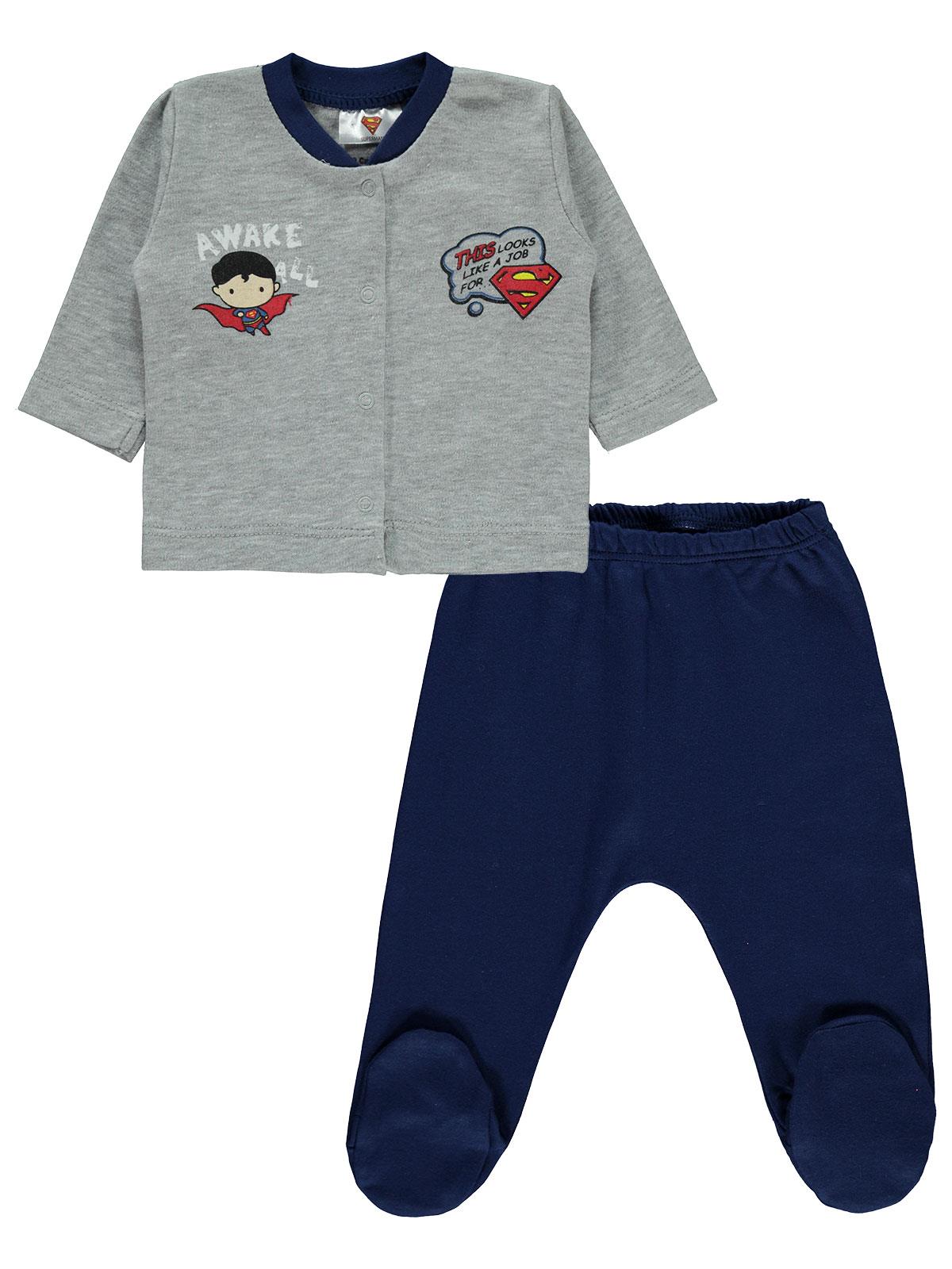 Superman Erkek Bebek Pijama Takımı 0-9 Ay Lacivert