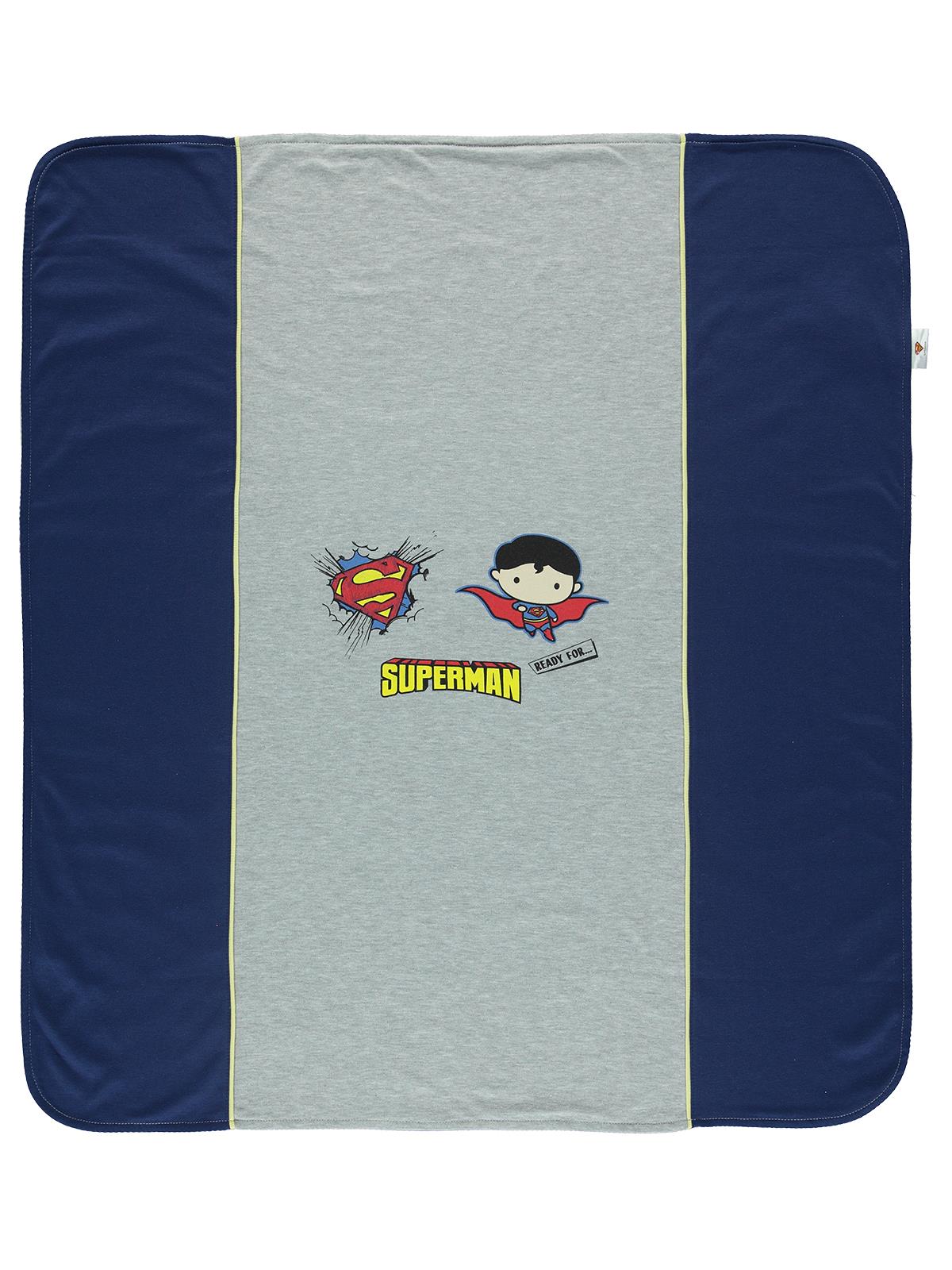 Superman Erkek Bebek Çift Kat Battaniye 80x90 cm Lacivert