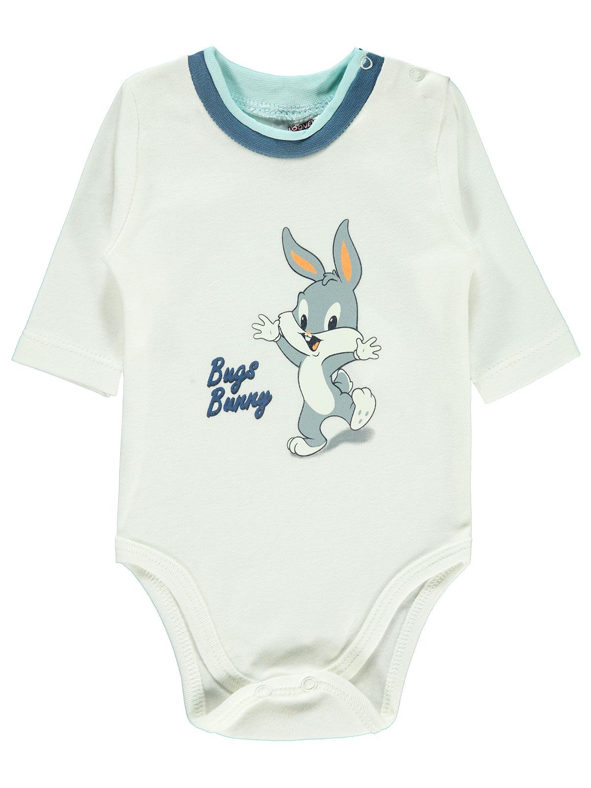 Bugs Bunny Kız Bebek Çıtçıtlı Badi 0-18 Ay Ekru