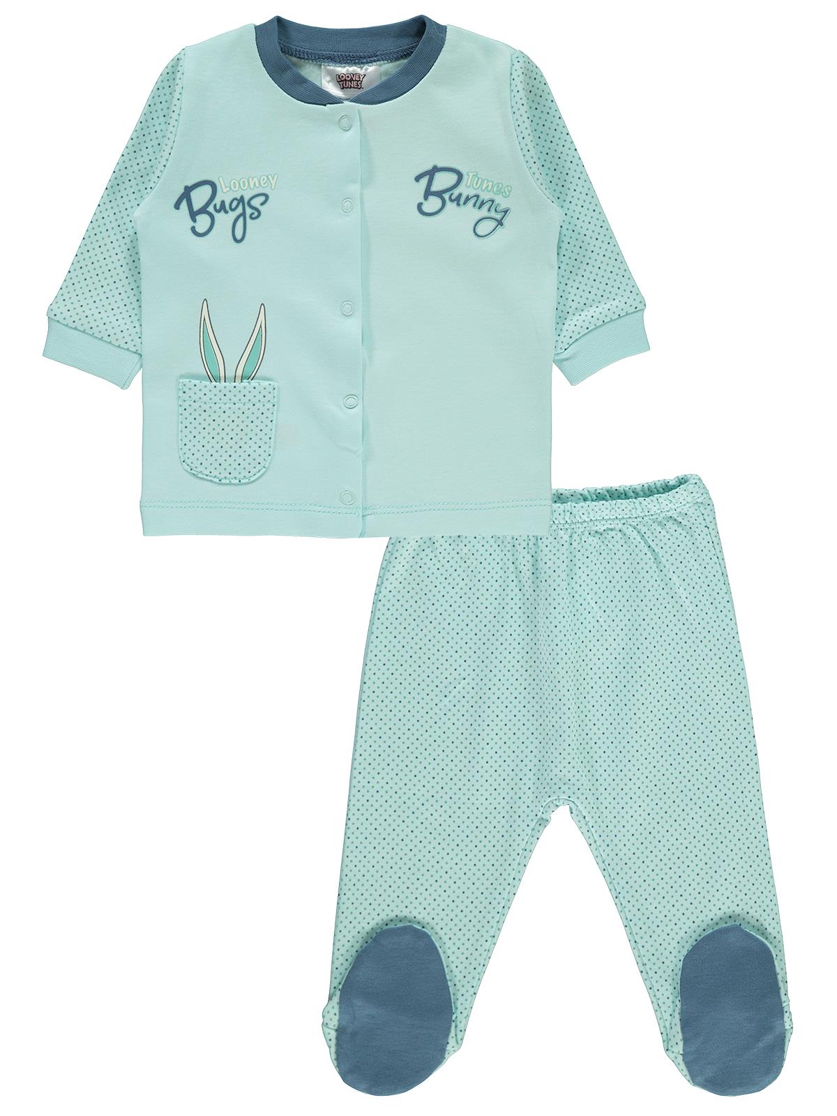 Bugs Bunny Kız Bebek Pijama Takımı 0-9 Ay Mint Yeşili