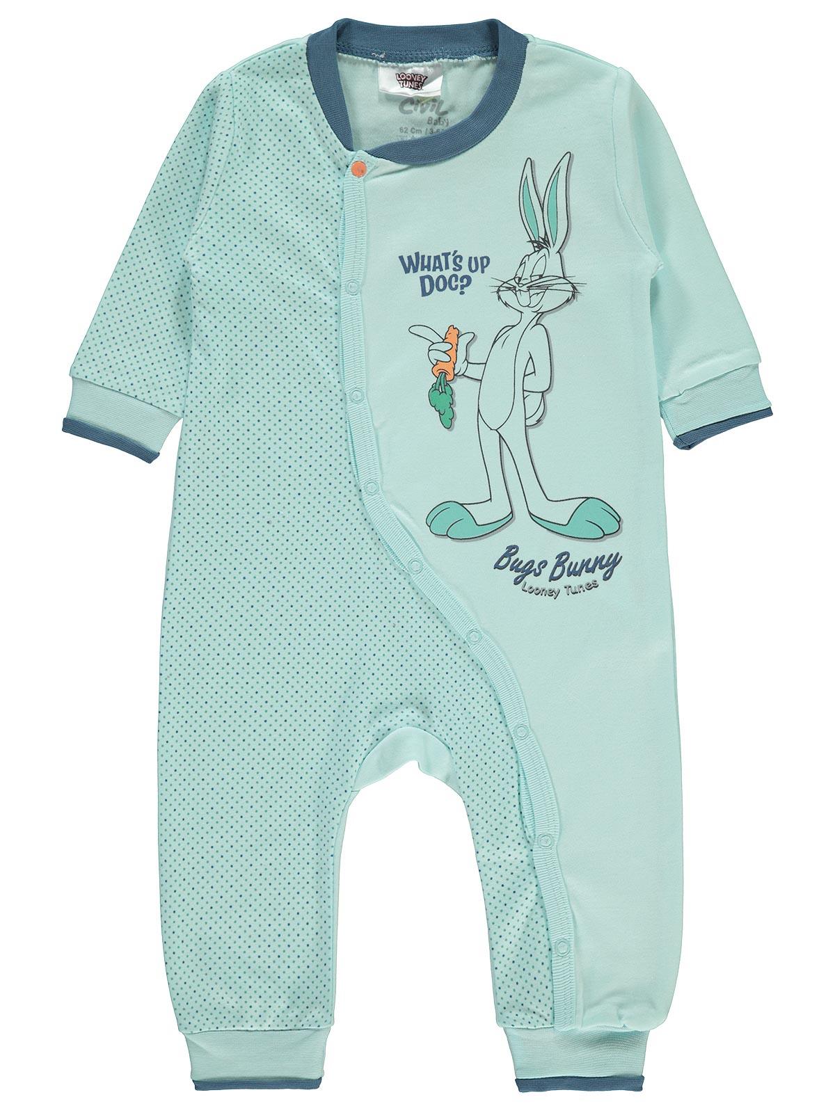 Bugs Bunny Kız Bebek Patiksiz Pijama Takımı 3-9 Ay Mint Yeşili