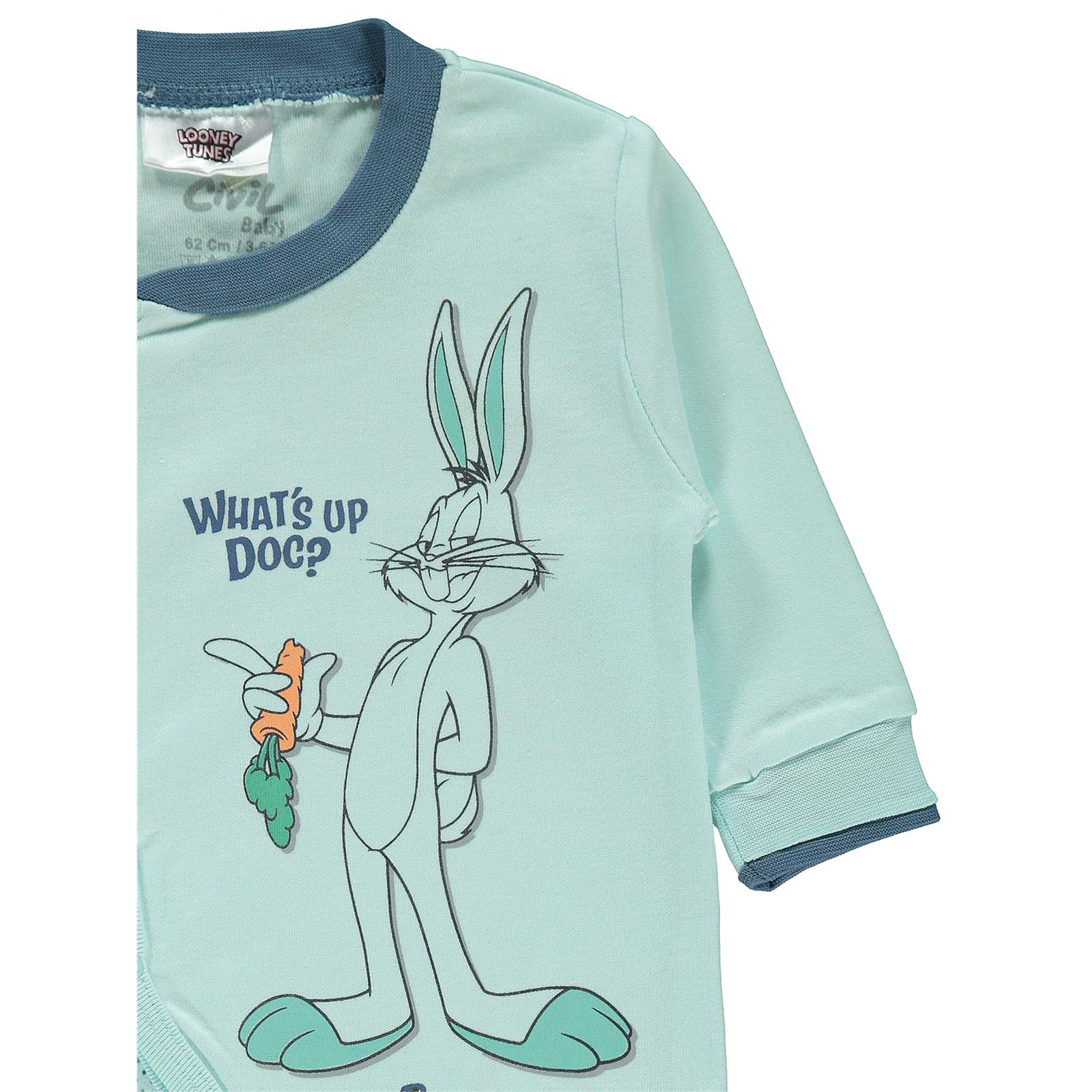 Bugs Bunny Kız Bebek Patiksiz Pijama Takımı 3-9 Ay Mint Yeşili