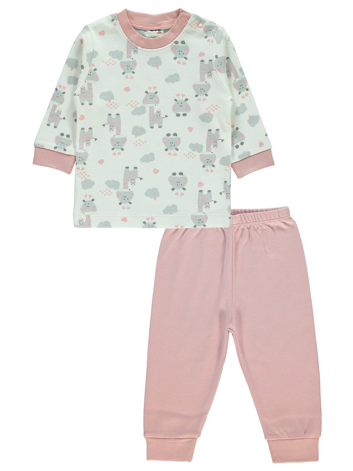 Civil Baby Kız Bebek Pijama Takımı 3-12 Ay Pudra