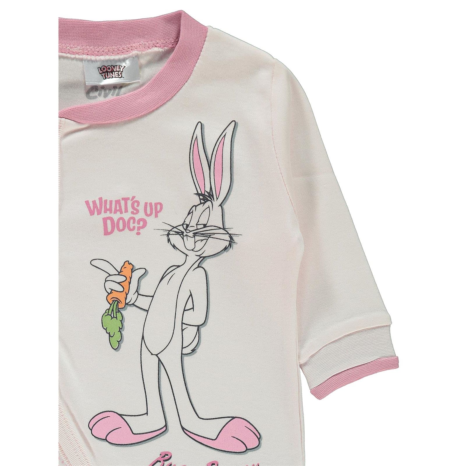 Bugs Bunny Kız Bebek Patiksiz Pijama Takımı 3-9 Ay Pembe