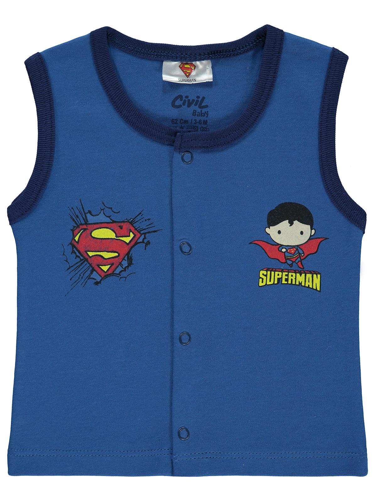 Superman Erkek Bebek Yelek 3-12 Ay Saks Mavisi