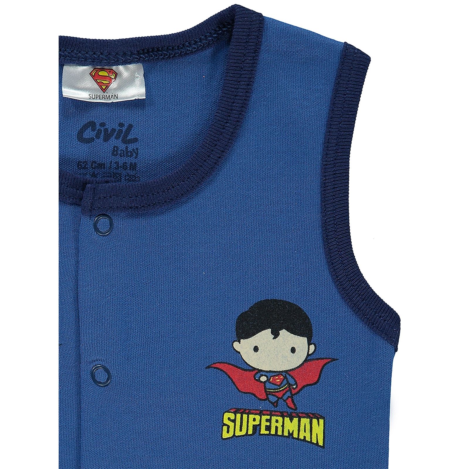 Superman Erkek Bebek Yelek 3-12 Ay Saks Mavisi