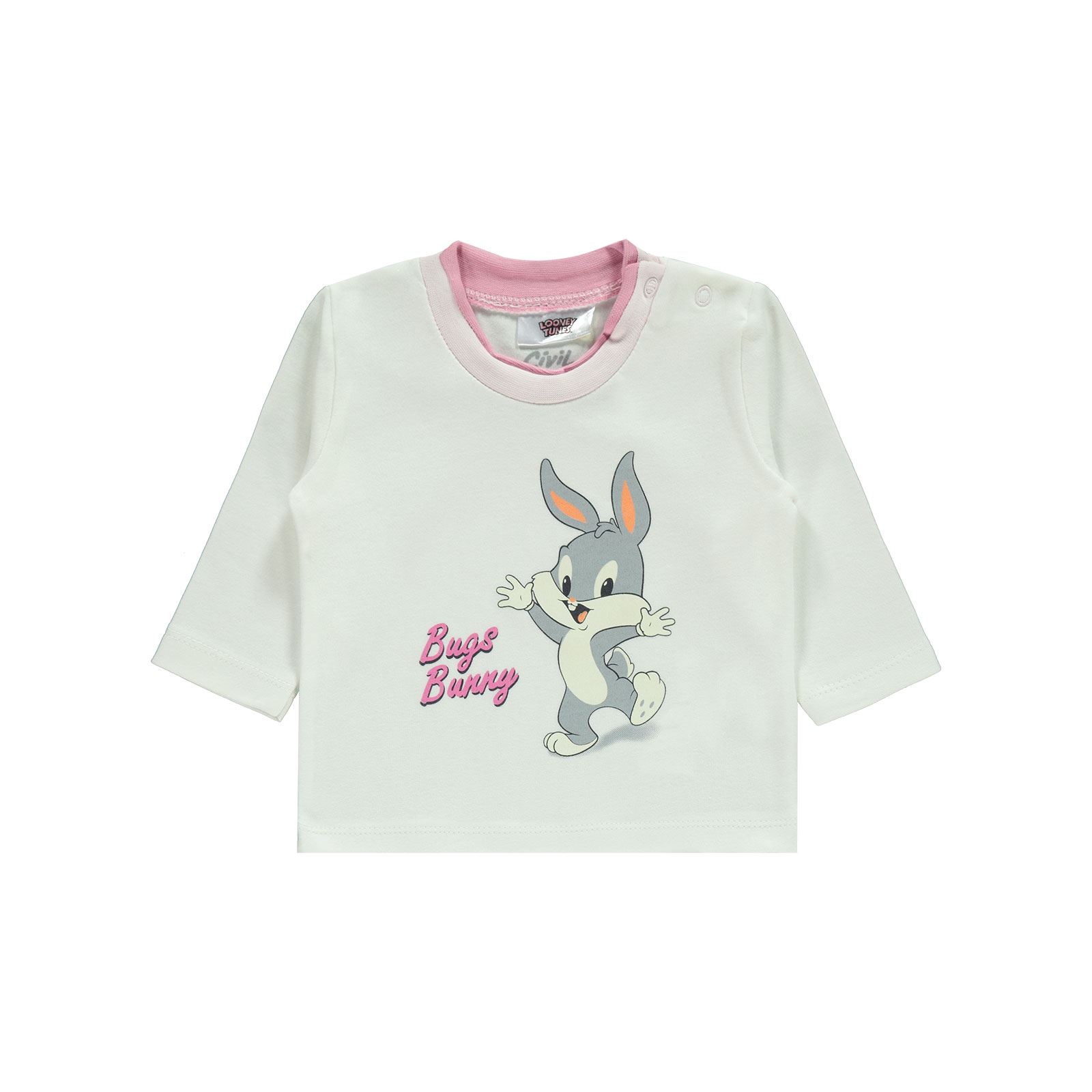 Bugs Bunny Kız Bebek Pijama Takımı 3-12 Ay Pembe