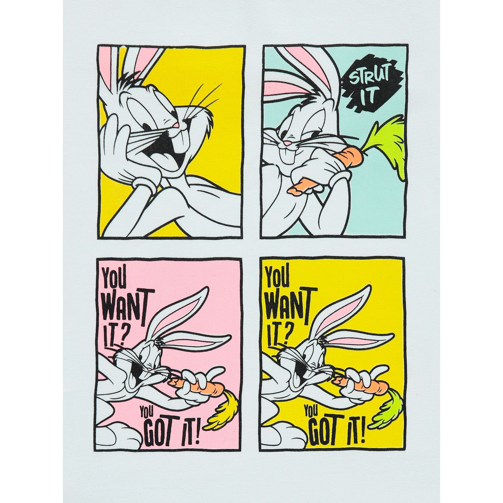 Bugs Bunny Kız Çocuk Tişört 6-9 Yaş Beyaz