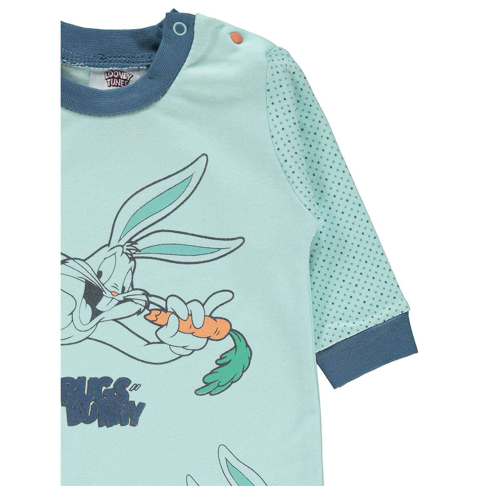 Bugs Bunny Kız Bebek Patikli Tulum 0-6 Ay Mint Yeşili