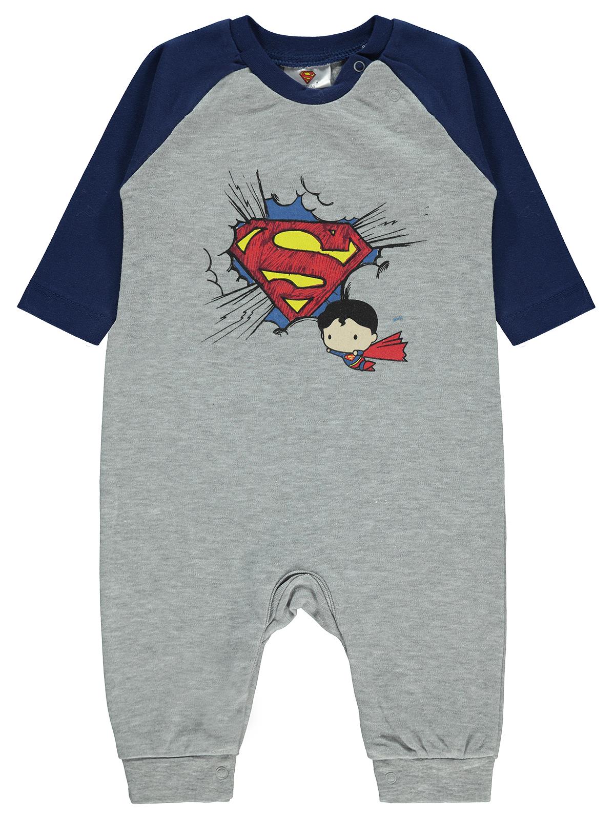 Superman Erkek Bebek Patiksiz Tulum 3-9 Ay Lacivert