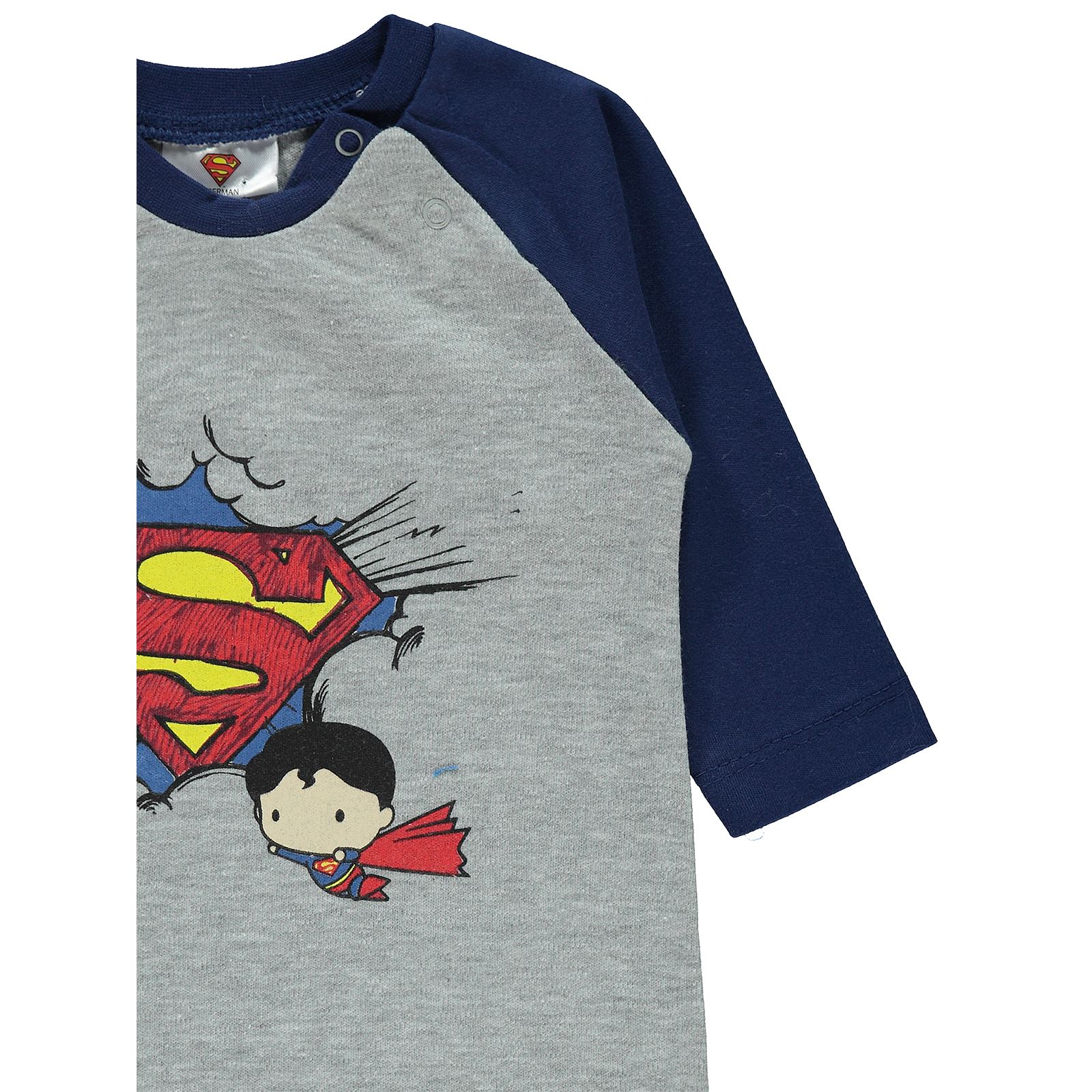 Superman Erkek Bebek Patiksiz Tulum 3-9 Ay Lacivert