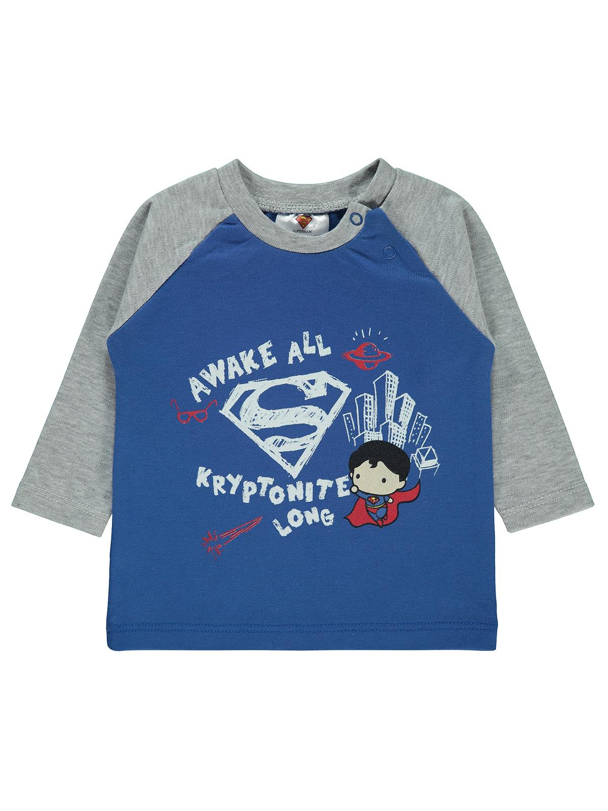 Superman Erkek Bebek Sweatshirt 3-12 Ay Saks Mavisi