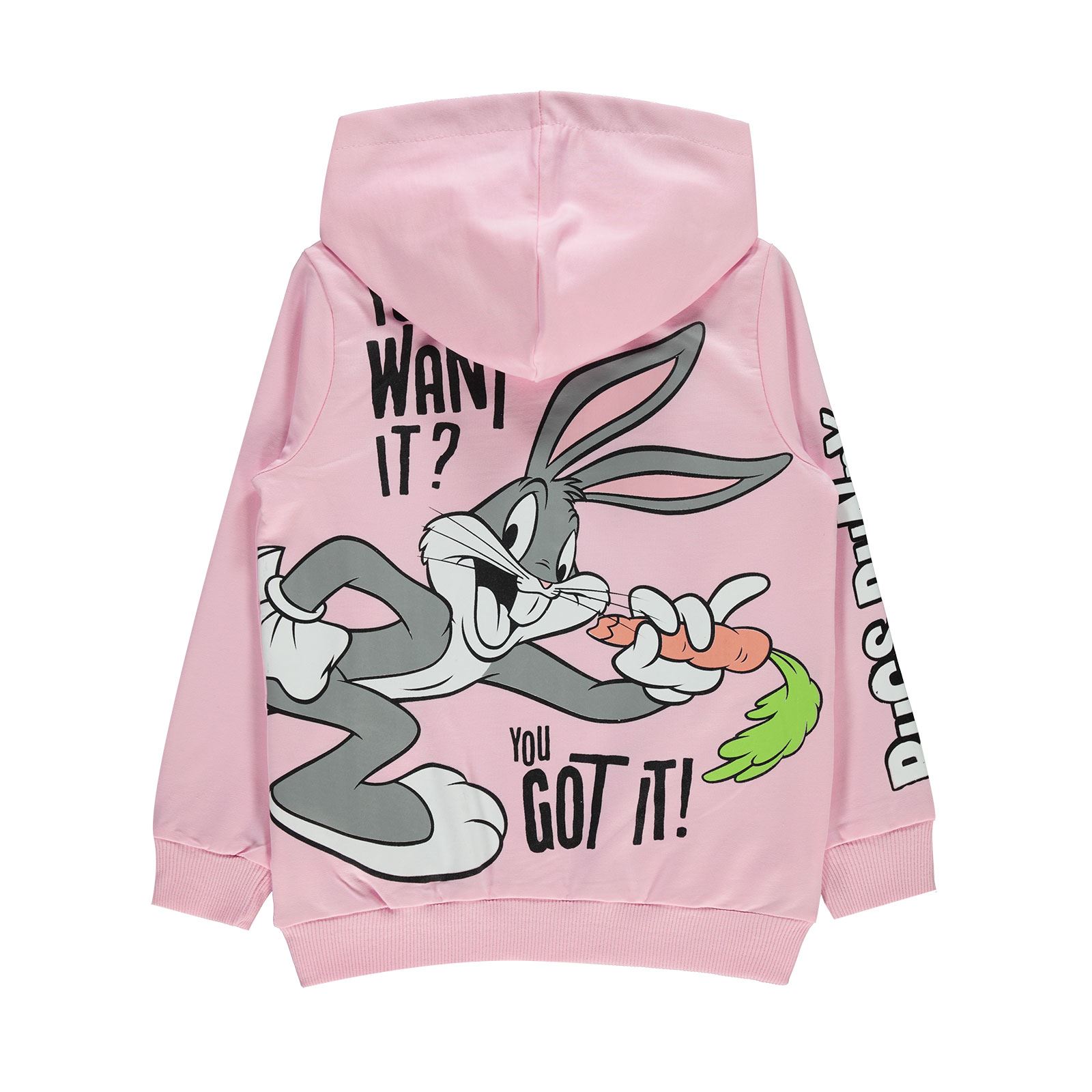 Bugs Bunny Kız Çocuk Kapüşonlu Hırka 6-9 Yaş Pembe