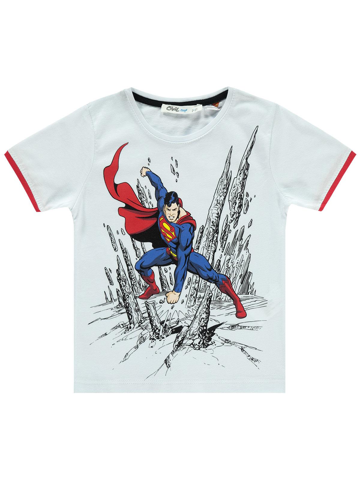 Superman Erkek Çocuk Tişört 2-5 Yaş  Beyaz