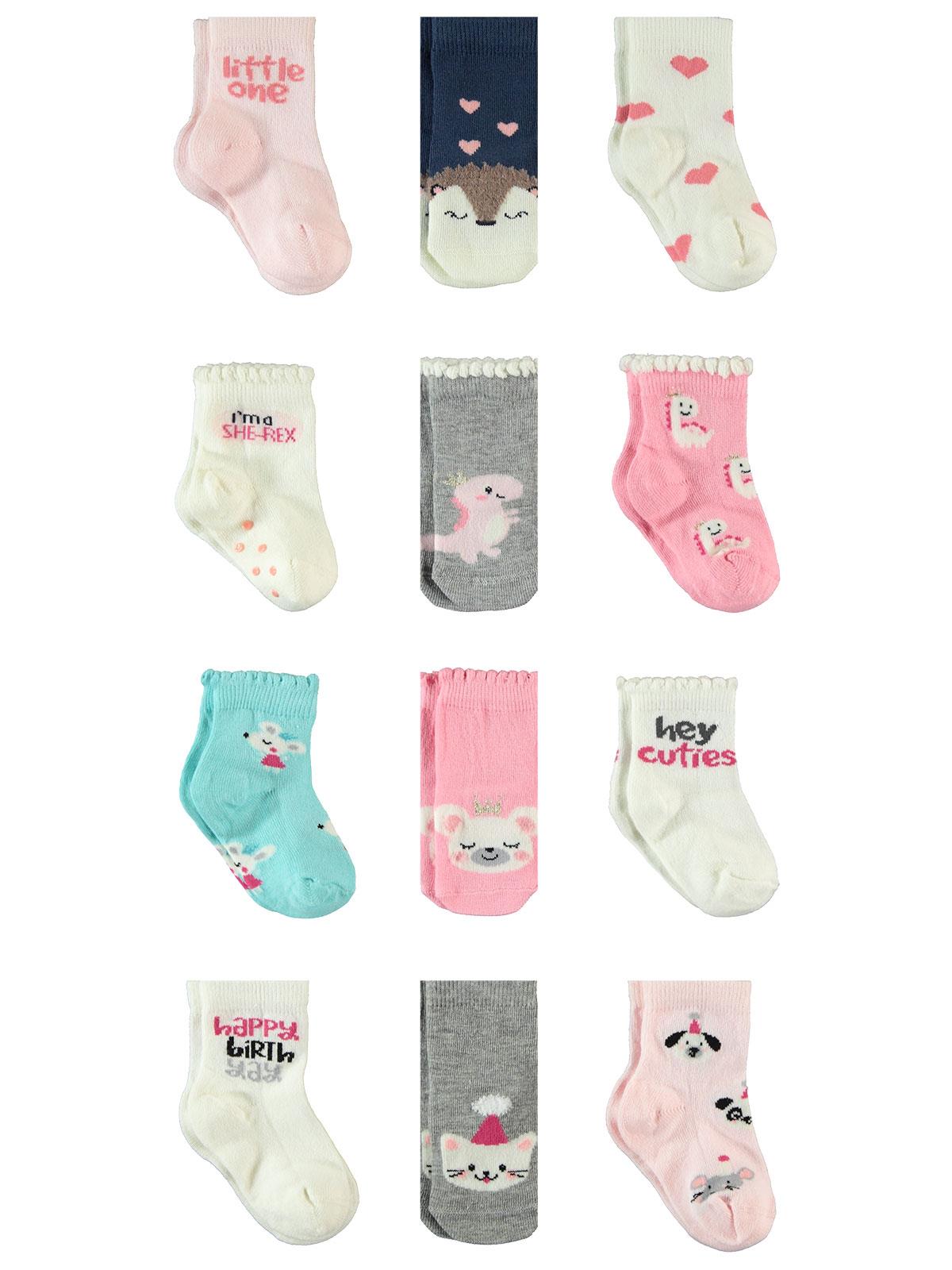 Step Kız Bebek 12'li Çorap Set 0-24 Ay Pembe